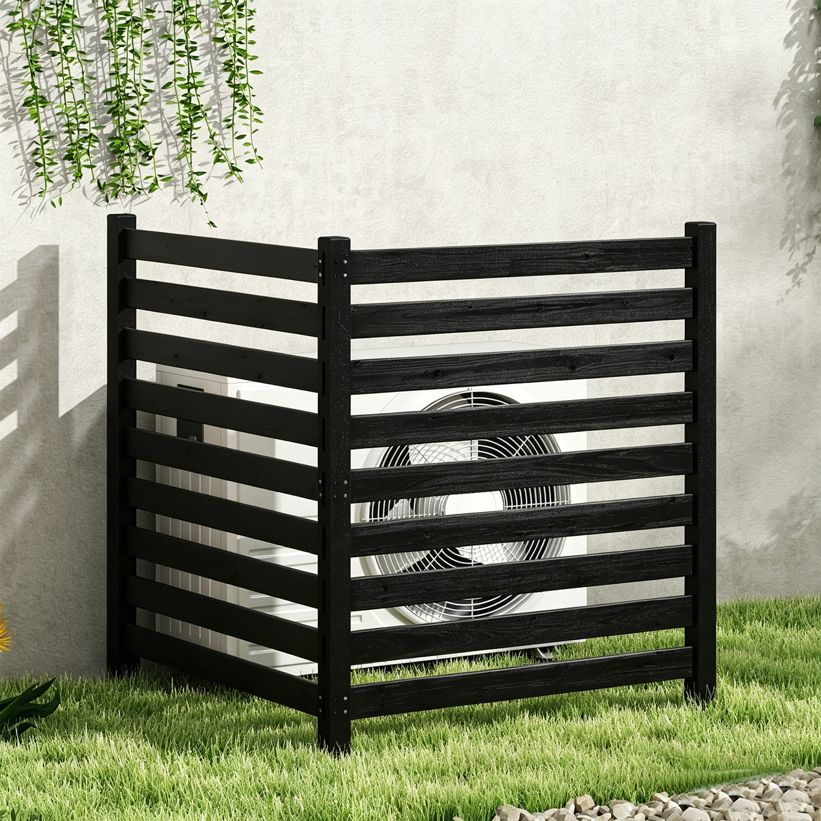 2-piece Garden Fence, 98 X 107 Cm Freestanding Privacy Fence, Decorative Plug-in Fence For Air Conditioners, Pool Equipment Garbage Cans