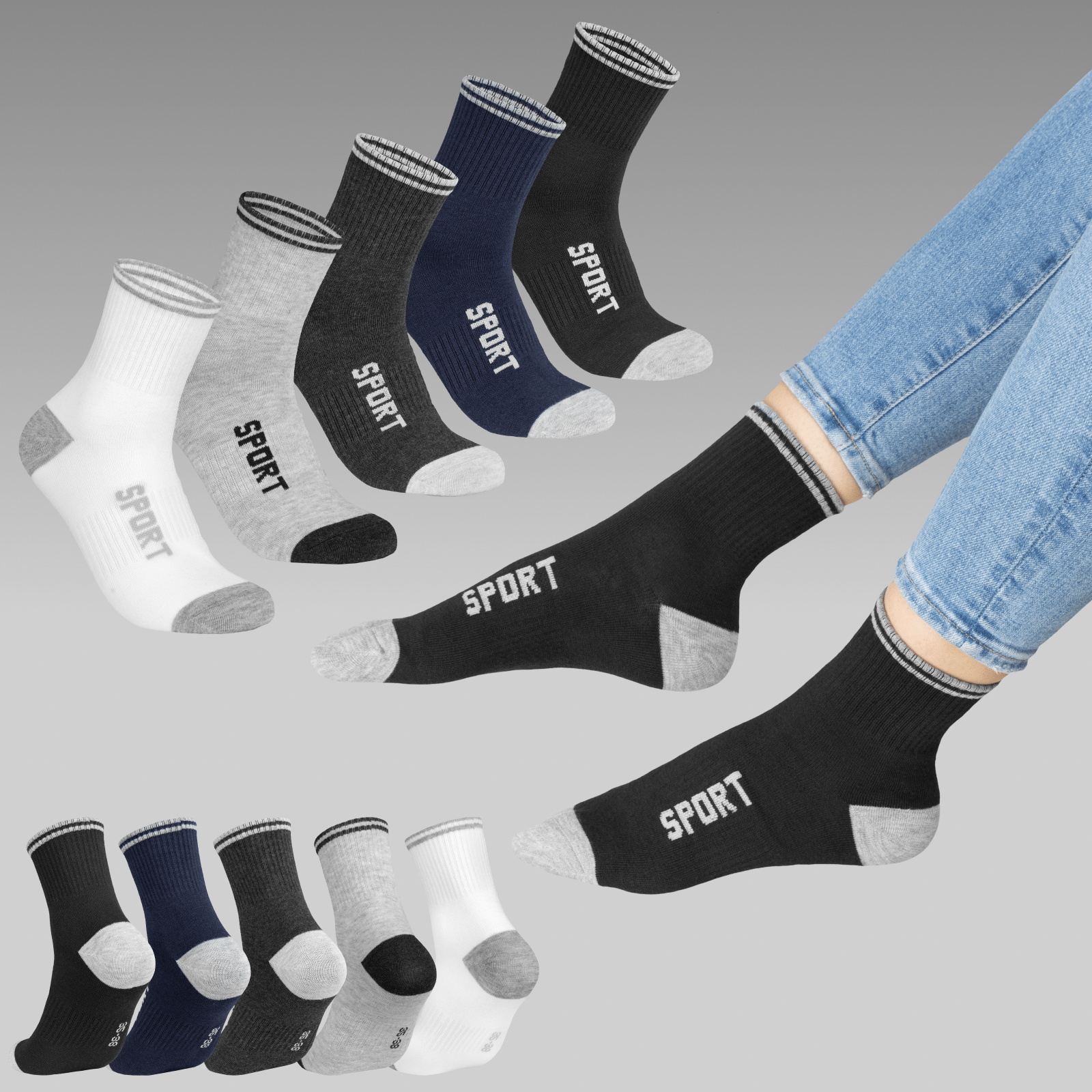 Image of Unisex Sports Socks Tennis Training Socks - Cotton 5/10/ Pairs Seamless Breathable For Women Men Multicolor 35-46