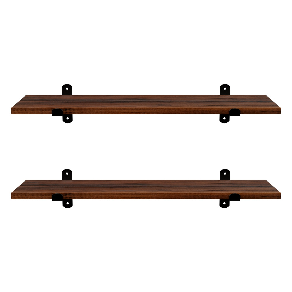 2 Wall Shelves, Retro Style, 60 X 20 X 7 Cm, Made Of, Brown-black