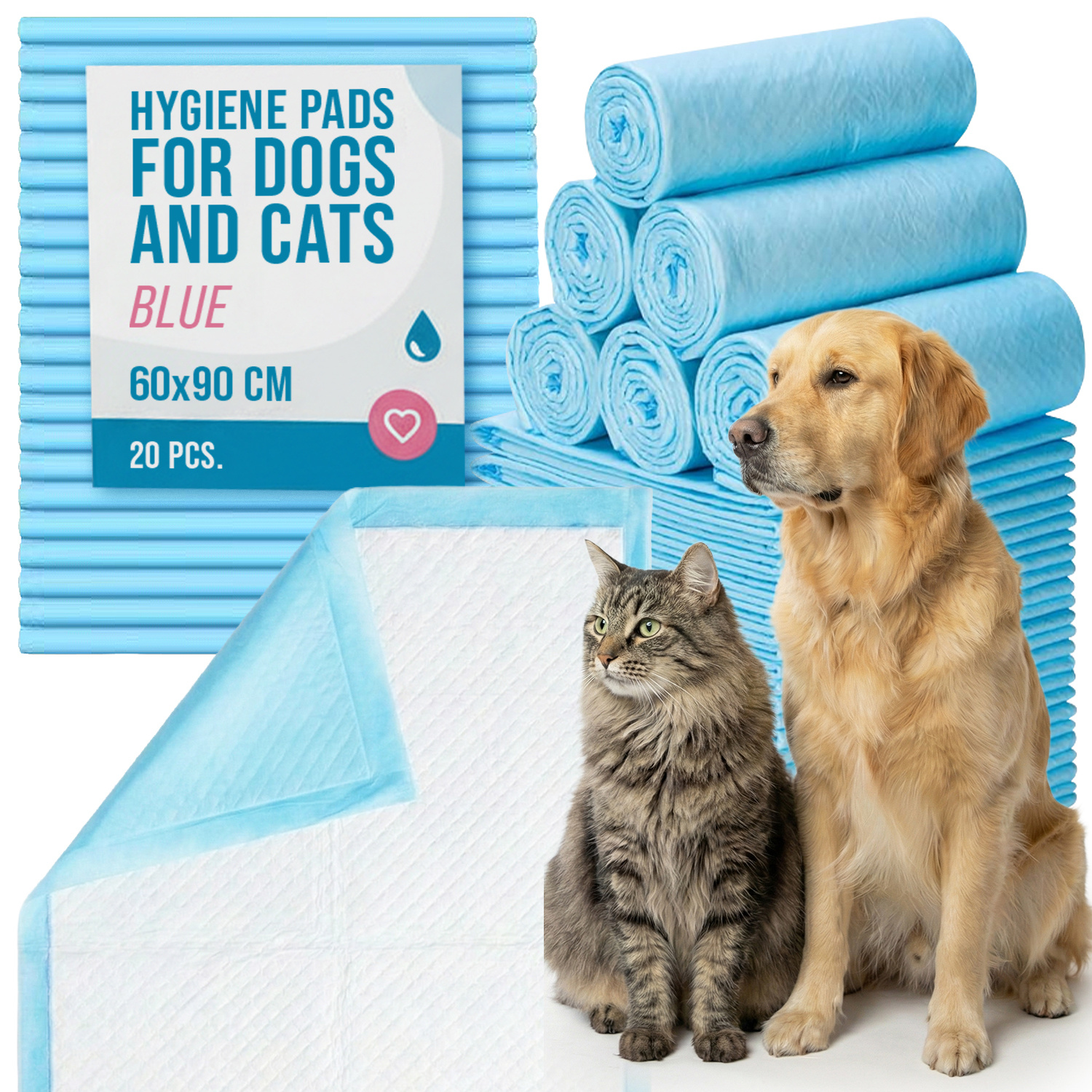 TEMU Hygienic Absorbent Pads 60x90cm 20pcs For Maintaining For Home Pets, Hygienic Pads For Dogs, Mats For Dogs And Cats, Construction Ensuring Quick
