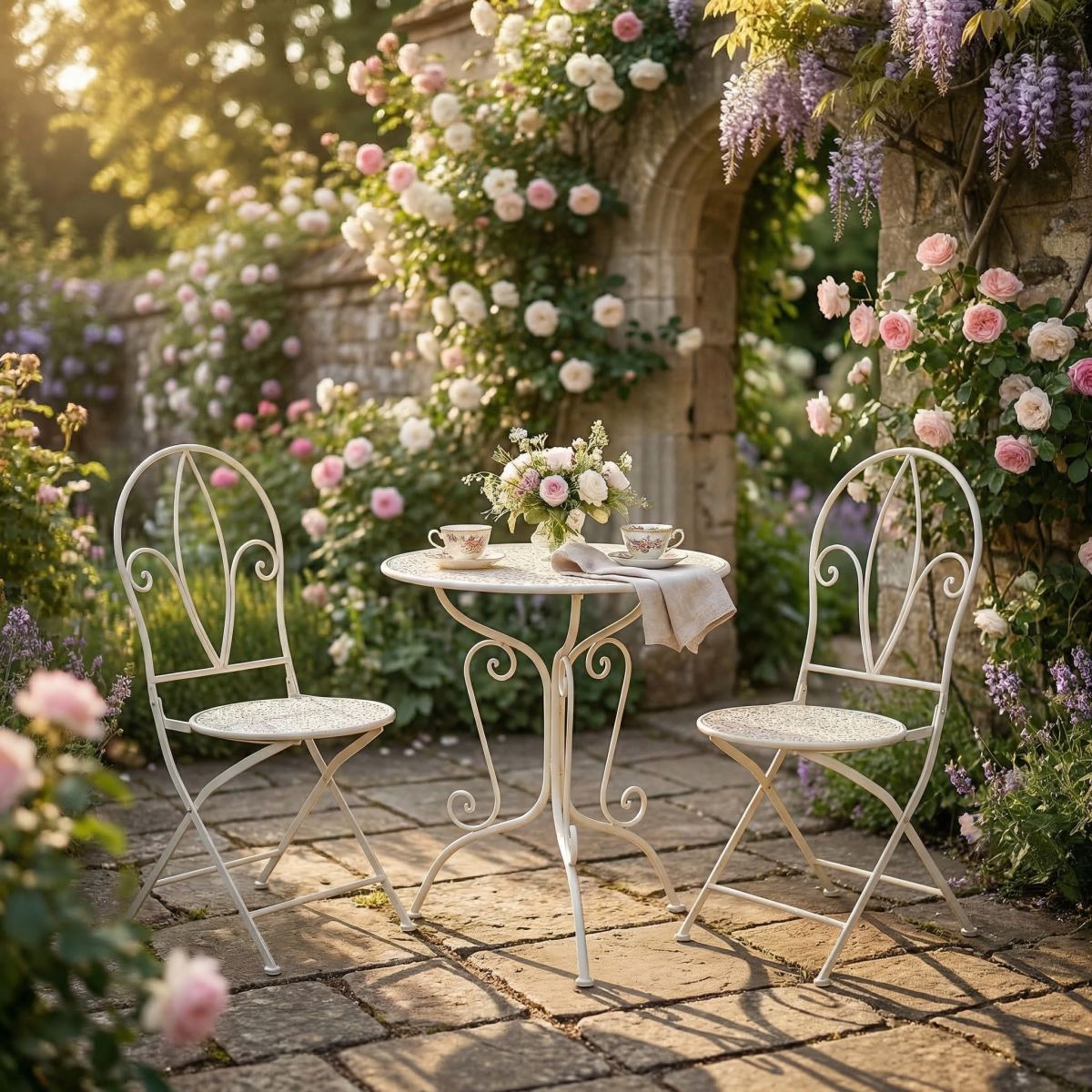 Bistro Set Table & 2 Chairs - Vintage Style