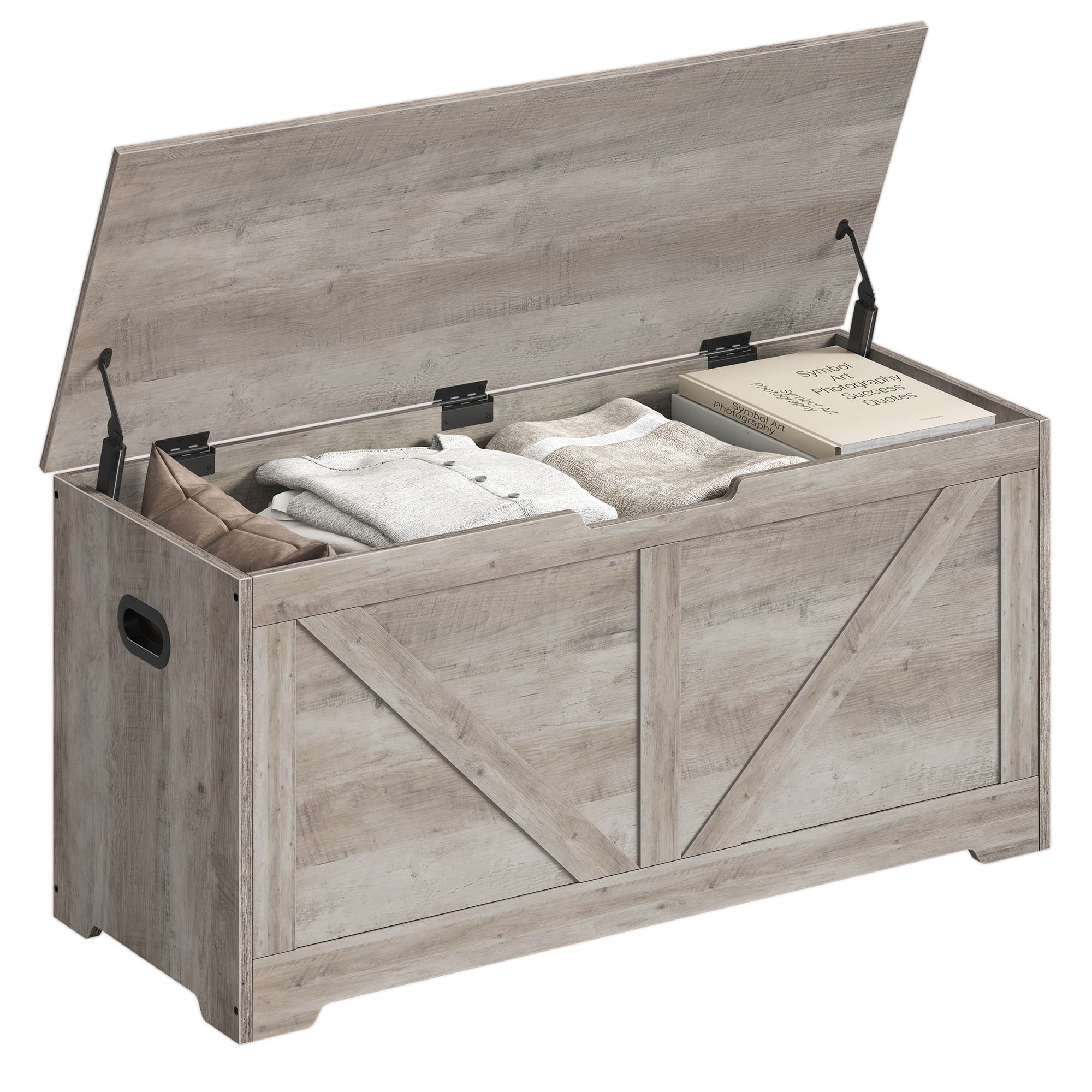 Country-style Bench With Storage Space, 100 Cm Long, 46 Cm Deep, 40 Cm High. Equipped With 2 Safety Hinges – Ideal For Storing Shoes Or Other Items In , Bedroom, Or Living Room