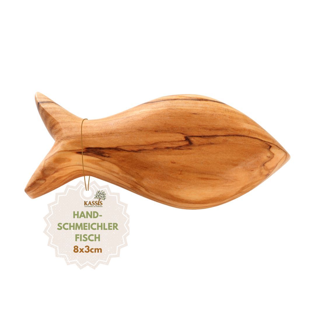 Image of Olive Wood Fish Hand Charm Anti-stress Charm Wooden Decoration Table Decoration Gift For Communion Baptism Confirmation