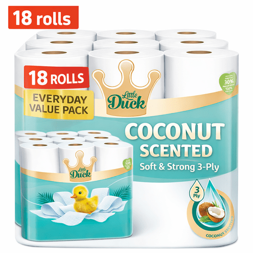 18 rolls toilet paper coconut scented bulk pack soft strong 3 ply fresh long lasting