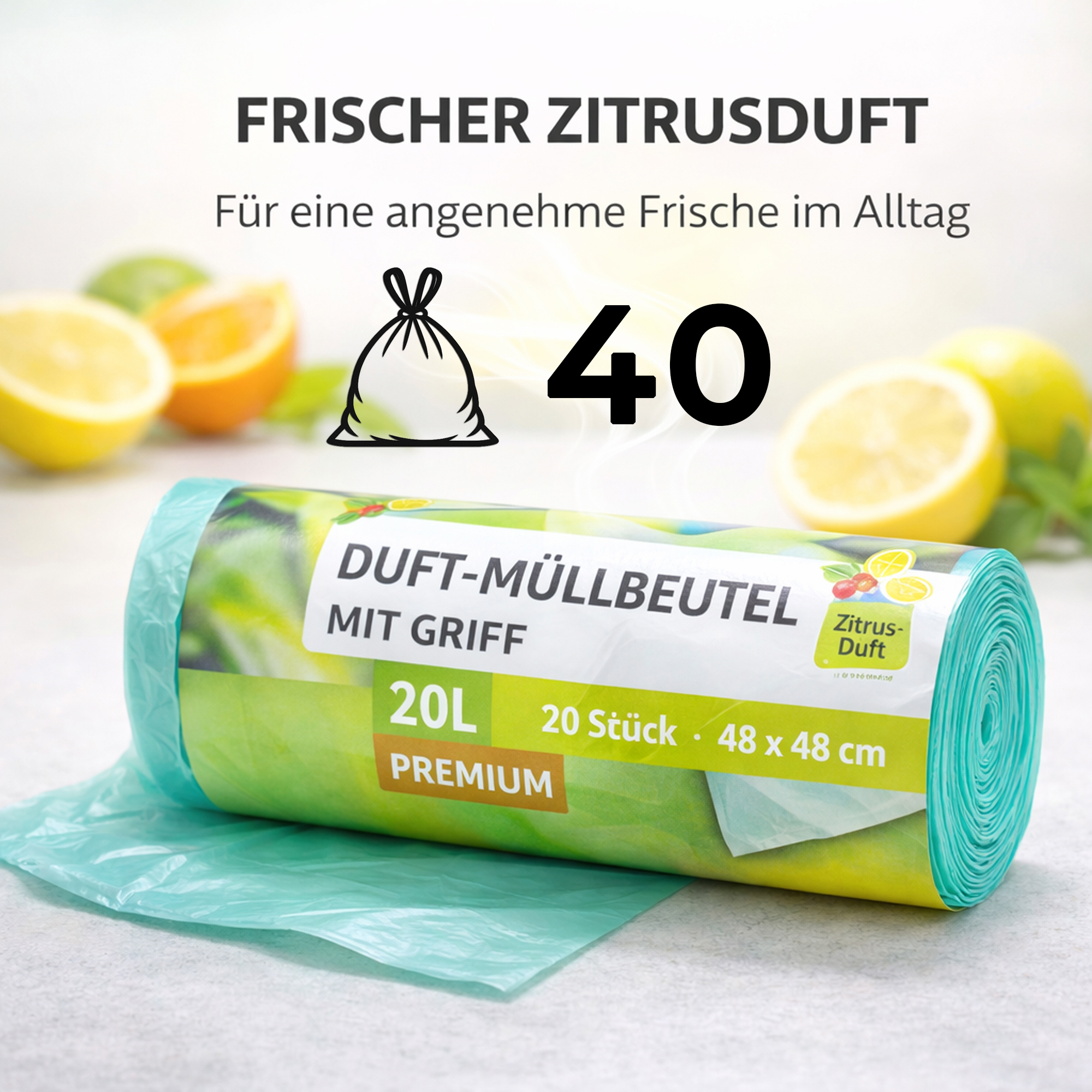 Image of Trash Bags With Scent - 20 (40 Bags) - 2-pack (2 X 20 Bags) - Premium Bags - Ideal For Household, Office, And Catering
