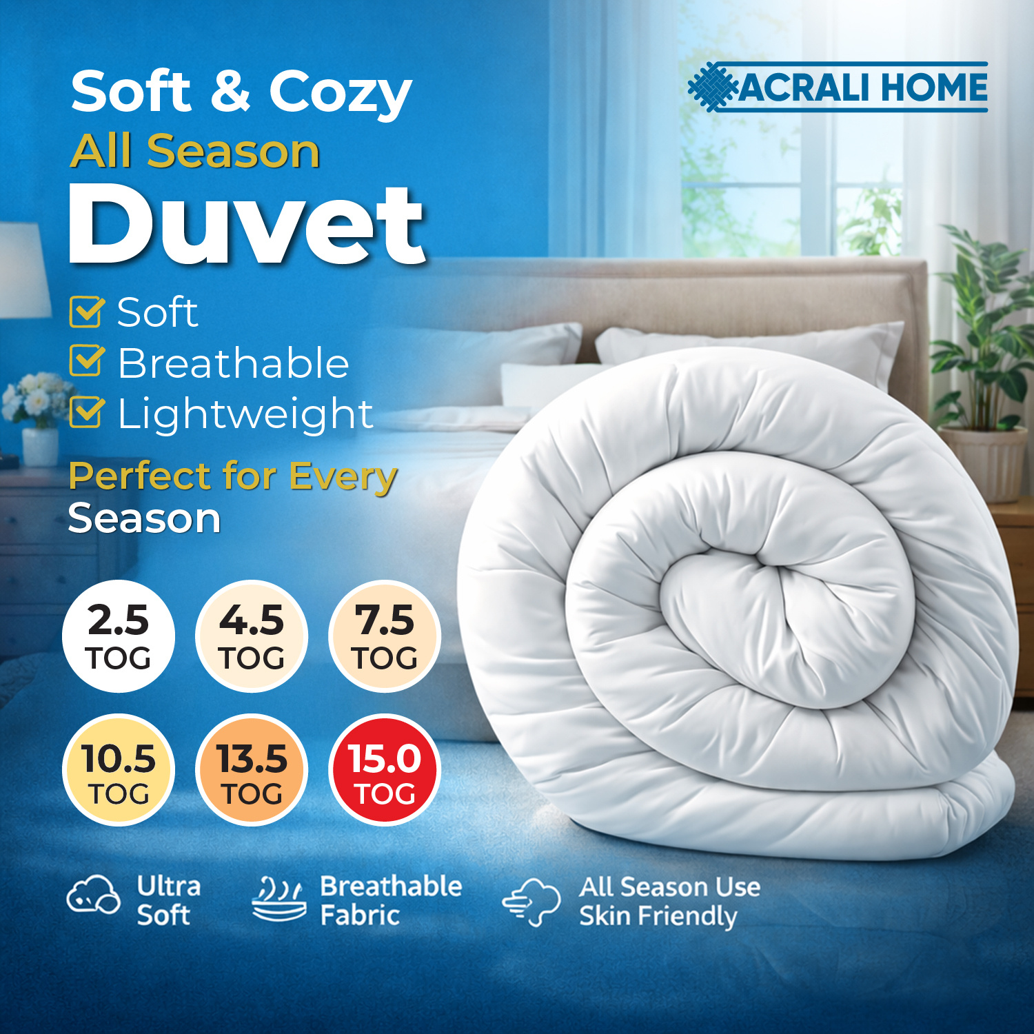   summer duvet quilt   soft breathable lightweight comforter 2 5 4 5 7   5 13 5 15 tog cool summer to extra warm winter quilt hotel quality luxury bedding single   super   washable durable duvet insert