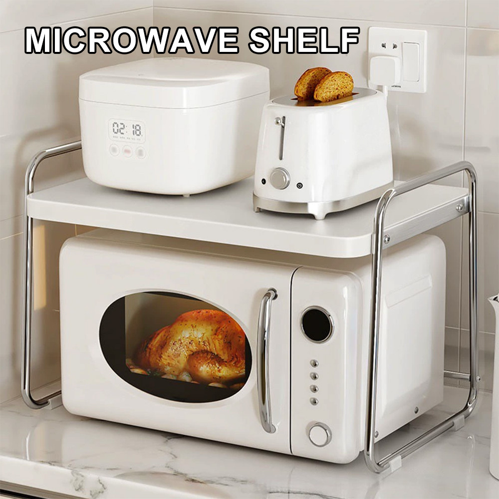 TEMU Microwave Stand,2 Tier Stainless Steel Kitchen Countertop Organizer Shelves,bakers Rack,microwave Shelf,microwave Oven Rack,55kg Weight,for