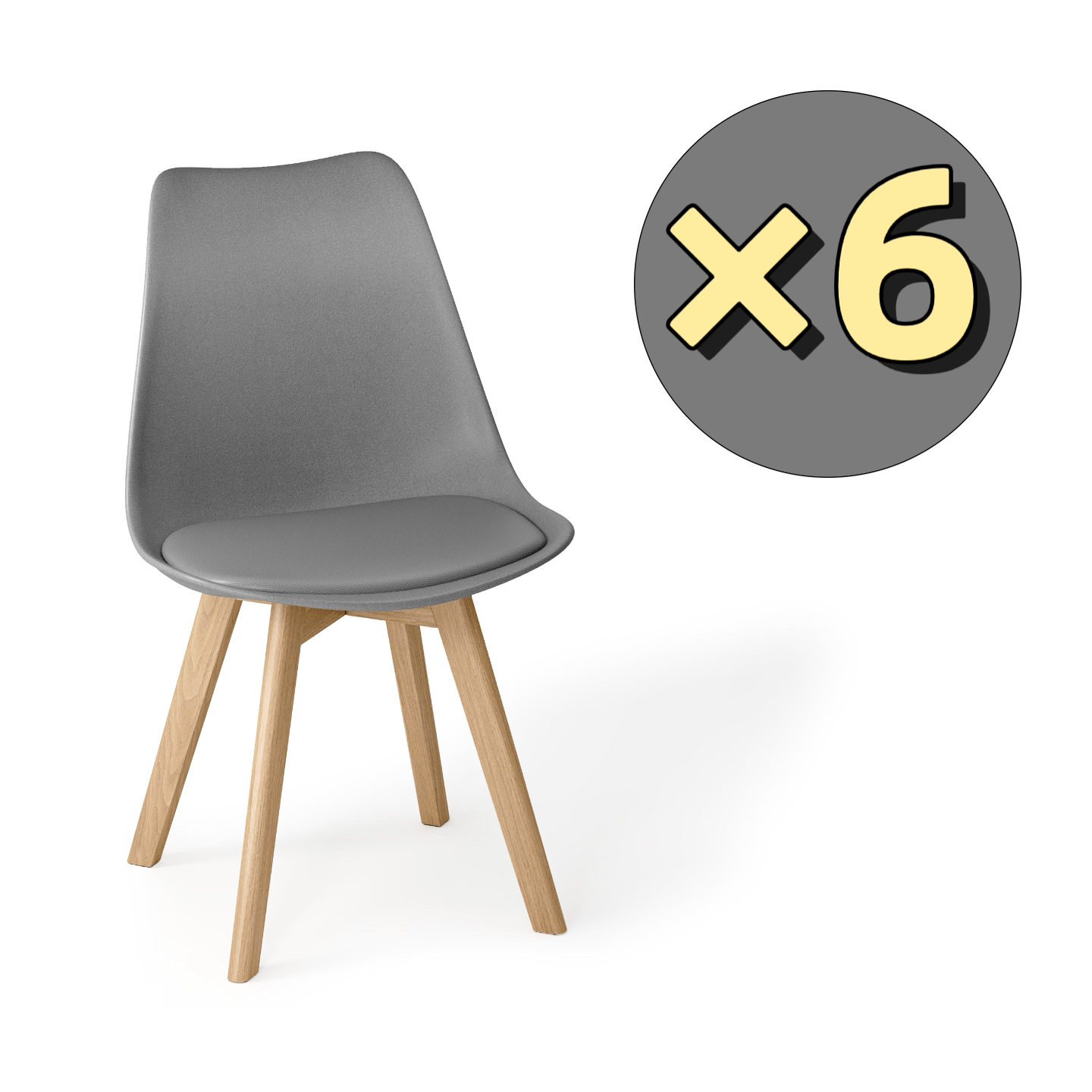 Image of 6 Dining Room Chairs | Bowl Chairs | Living Room Chairs In Scandinavian Style | With Wood Frame | Kitchen Chairs | /grey
