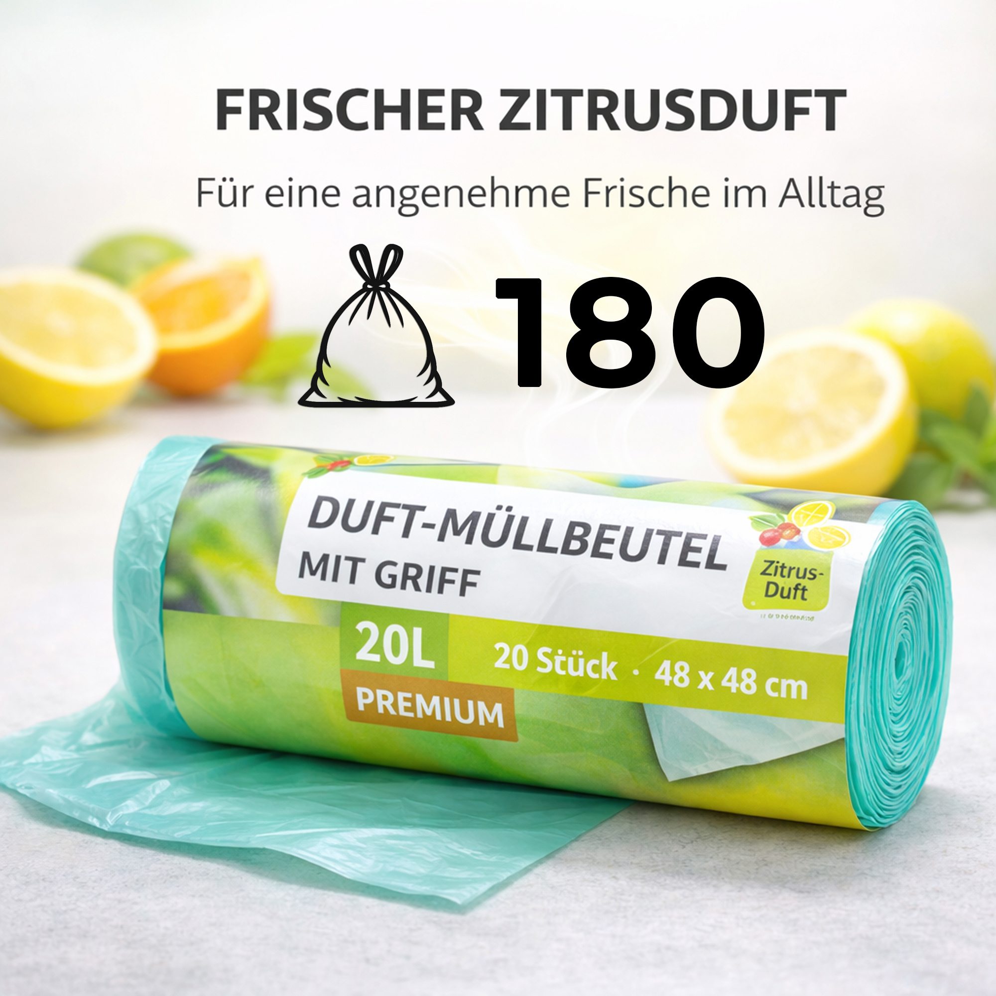 Image of Trash Bags With Scent - 20 (180pcs) - 9-pack (9 X 20pcs) - Premium Bags - Ideal For Household, Office, And