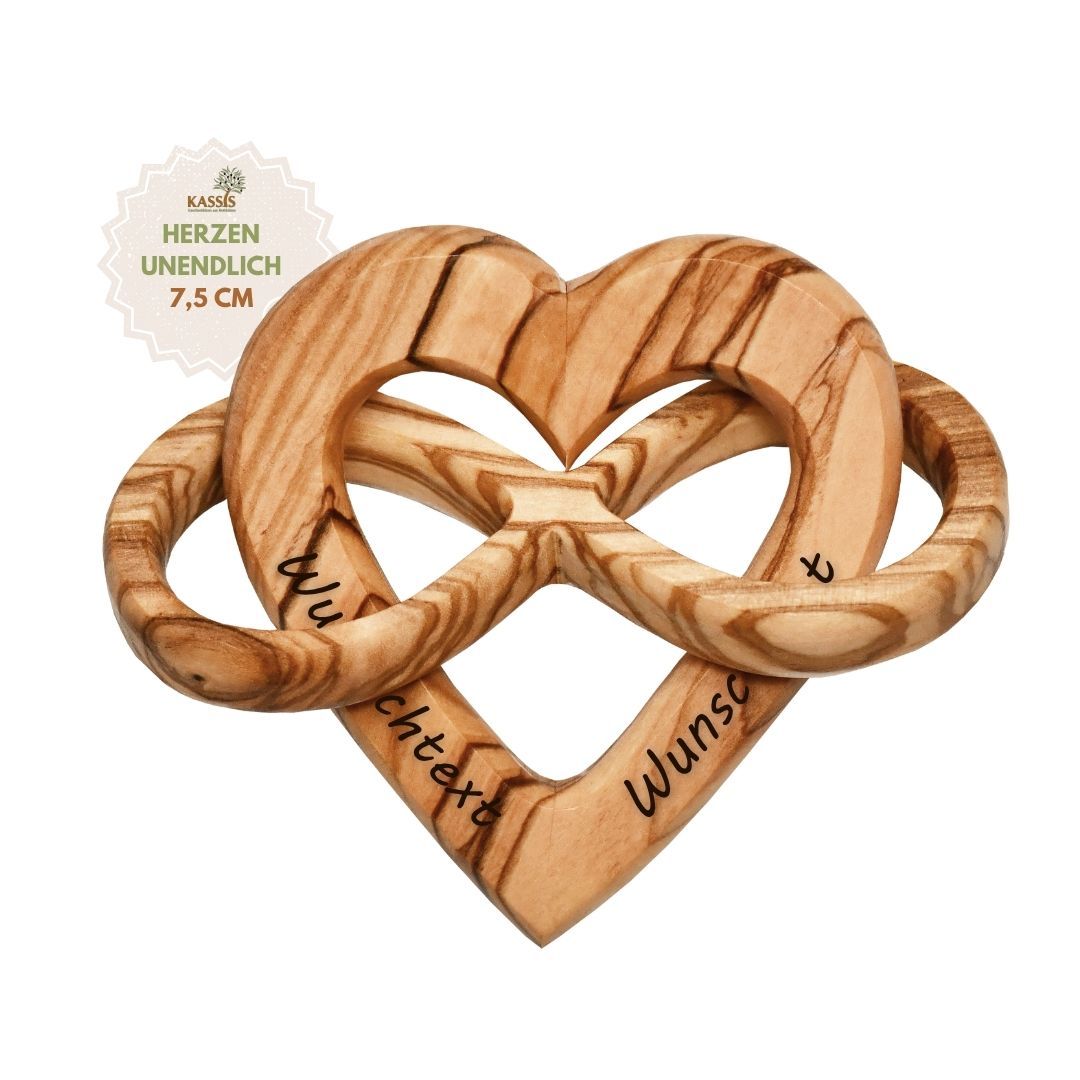 Image of Personalized Olive Wood Heart With Infinity Symbol For Bride And Groom, Infinity Symbol For Valentine's Day Anniversary Wedding Day Birthday, Wooden Heart Wedding Gift.