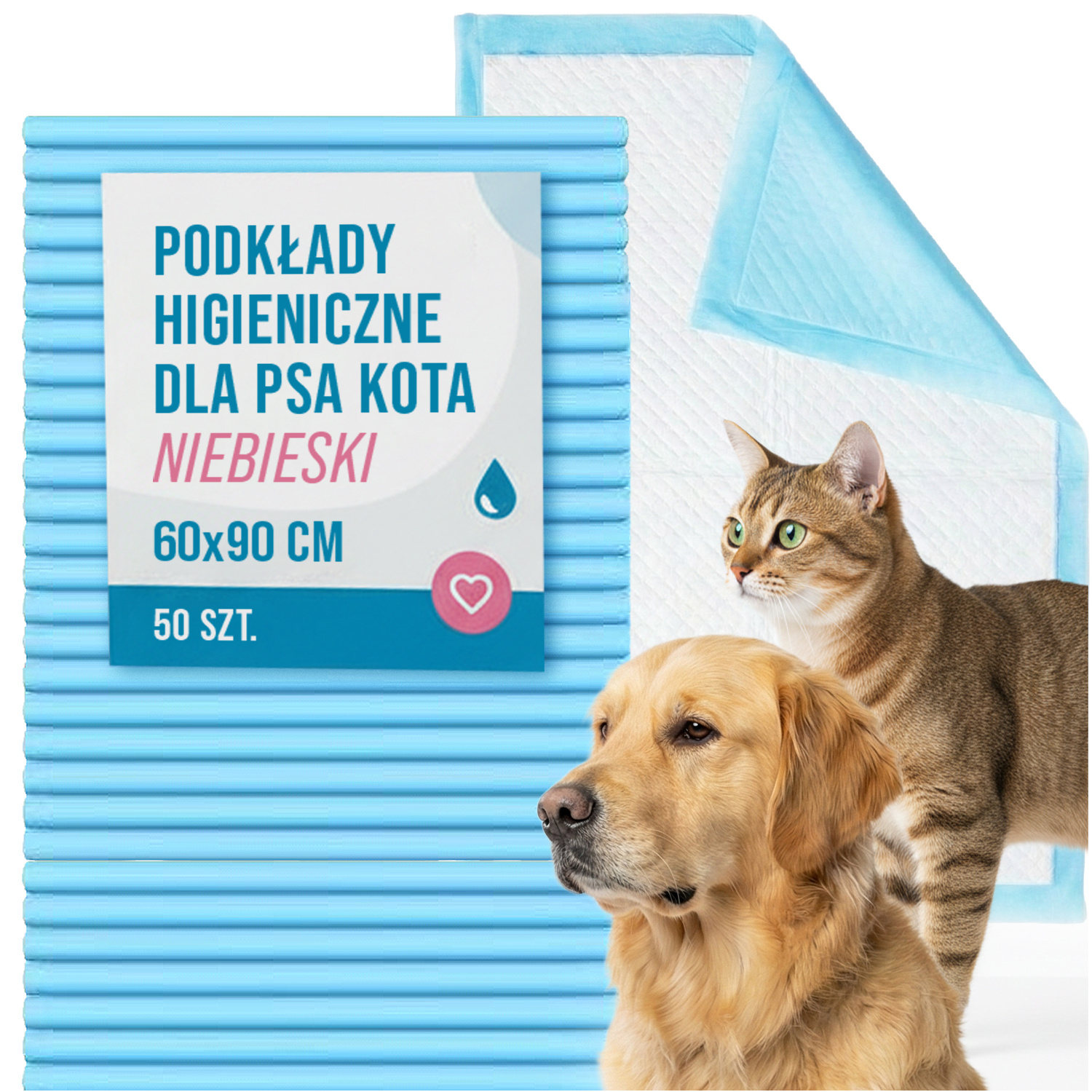 TEMU Tapis absorbants pour chiens et chats, protège-tapis hygiéniques pour pour l'apprentissage de la propreté, taille 60×90 cm, lot de 50 pièces,