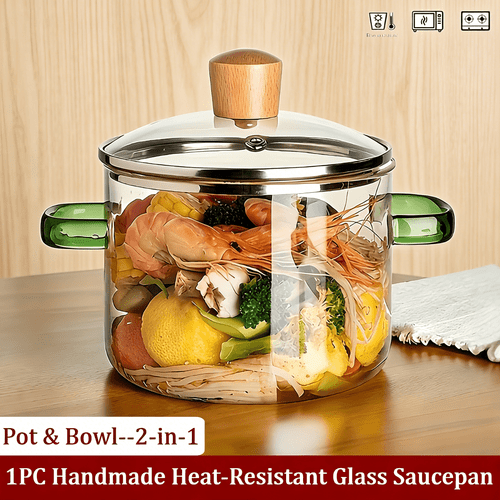 1 set pot body lid borosilicate glass cookware with lid heat resistant for stoves ovens cookers soups milk ramen kitchen essential for christmas gifts holiday cooking
