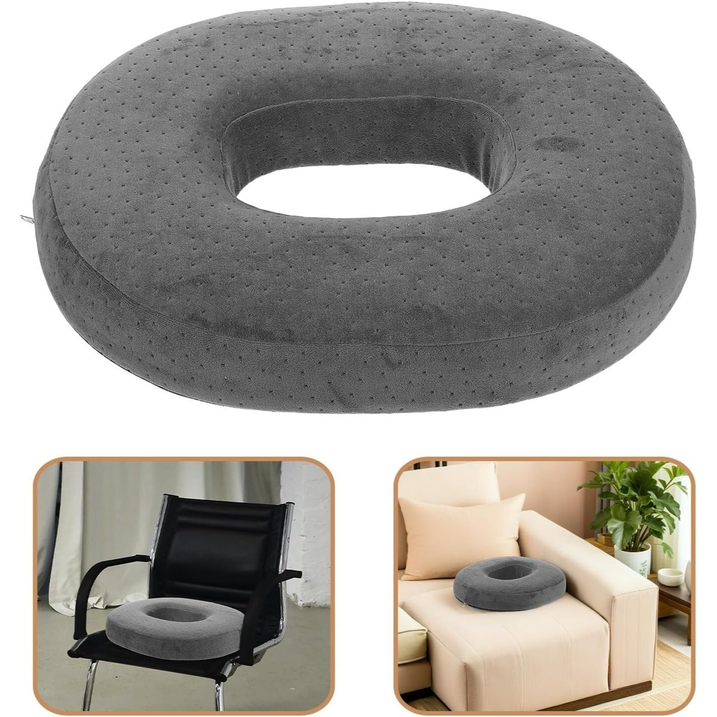 Image of Memory Foam Donut Cushion, Tailbone Cushion, Yoga Cushion For Car, Office, And School, Seat Cushion For Long Sitting Periods In Office, Home, Car, On Chairs And Desks