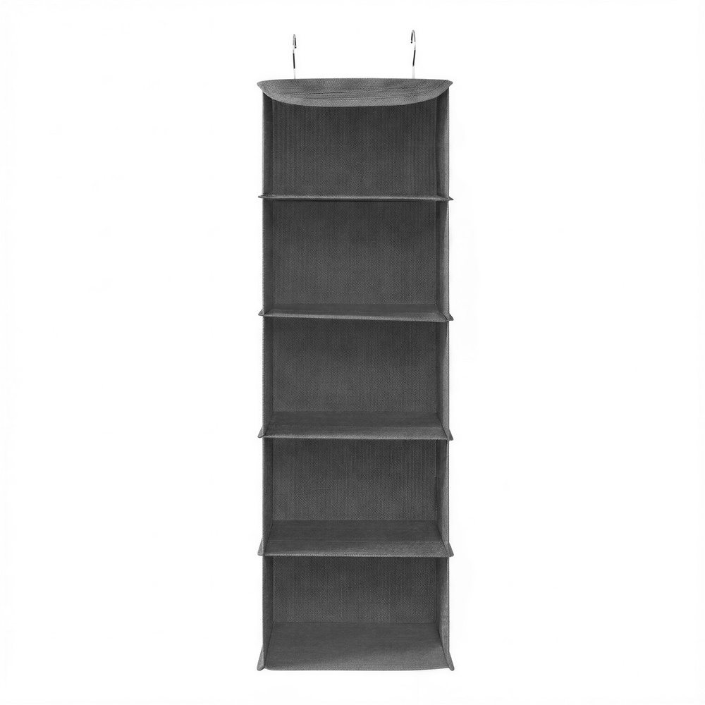 Closet Organizer, Hanging Shelf, Hanging Storage, Foldable, Bamboo Inserts, Gray