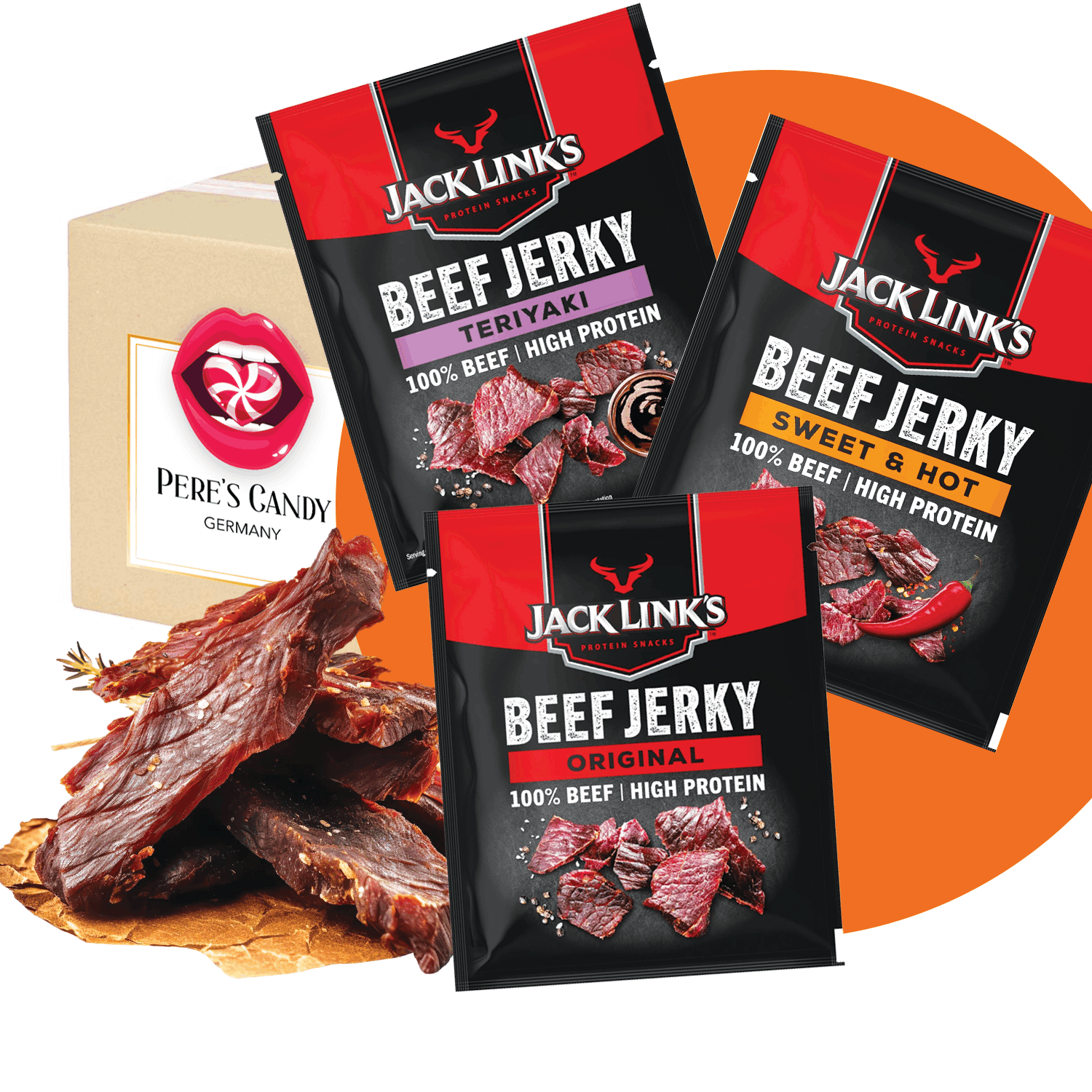 3rd Mix Pack Jack Links Beef Jerky - 1x Original 25g + 1x Teriyaki 25g + 1x Sweet & Hot 25g