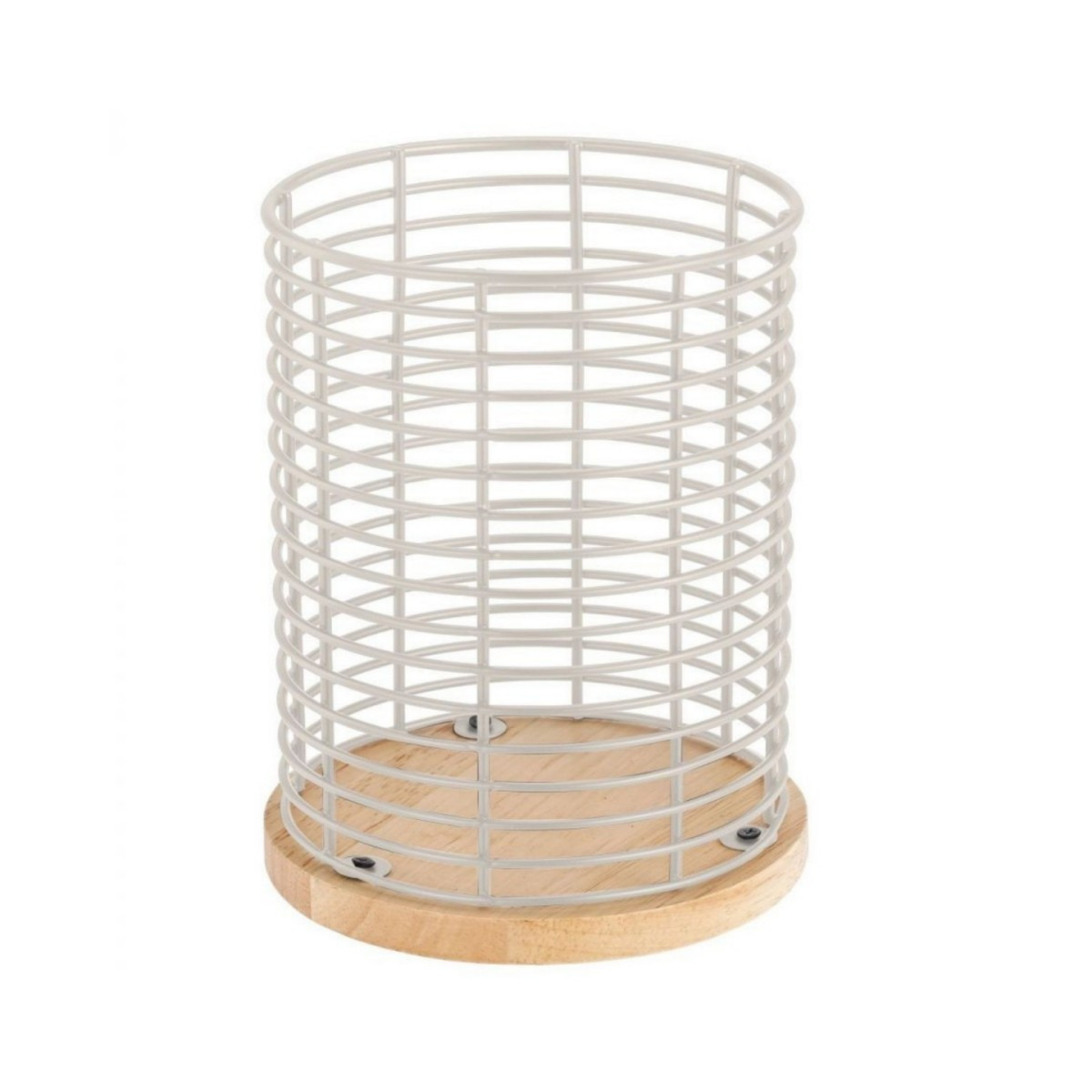 TEMU ZYLX SHOPPING - Quttin LUA Organizador de Utensilios de Cocina Metálico con Base de Madera | Porta Cubiertos y Espátulas | Soporte de Encimera