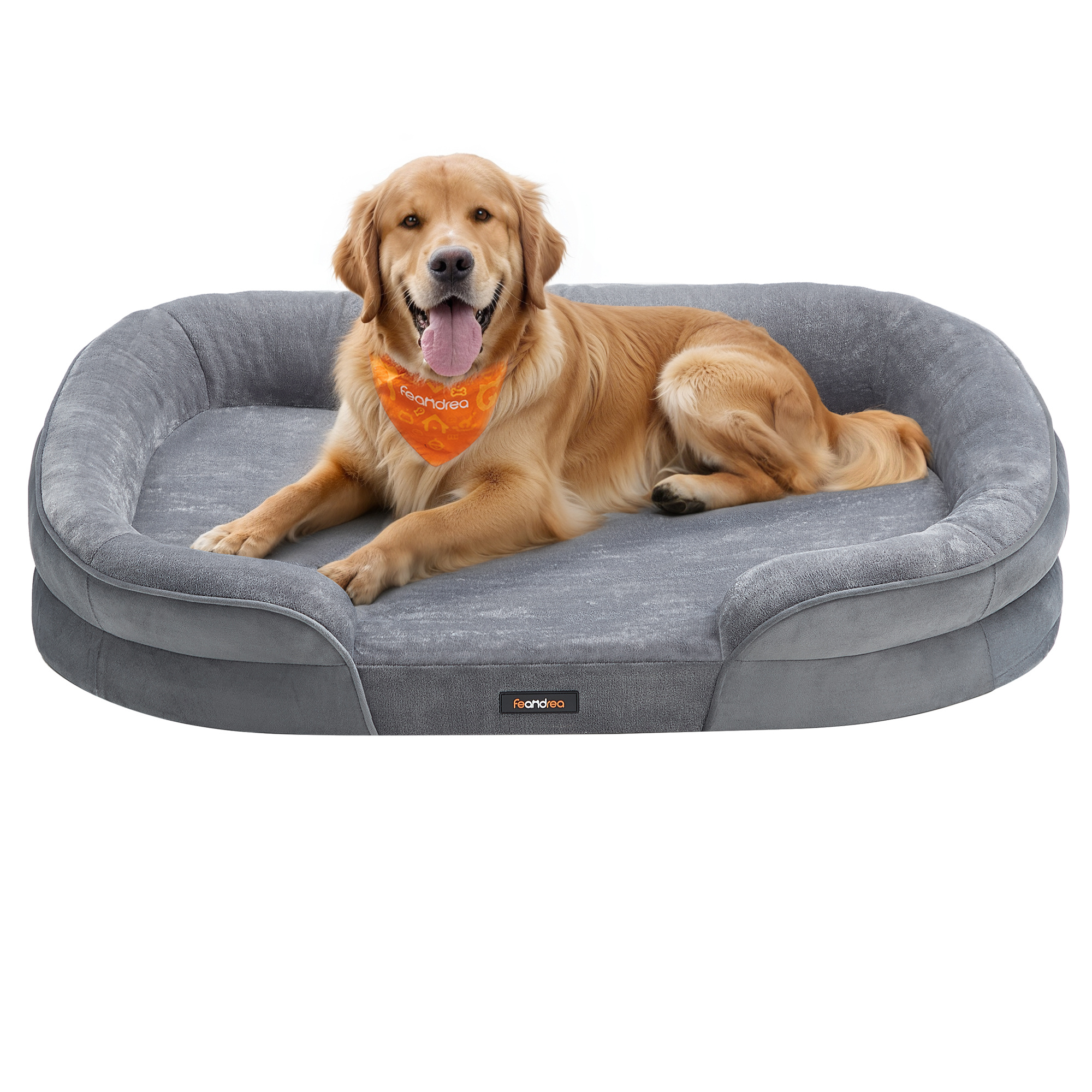 Image of Dog Bed, Pet Mat, Suitable For Large Dogs, 106 × 76 × 18 Cm, Bone-, Water-resistant Interior, High Edge, Removable And Washable Cover, Non-slip Bottom, Light Gray