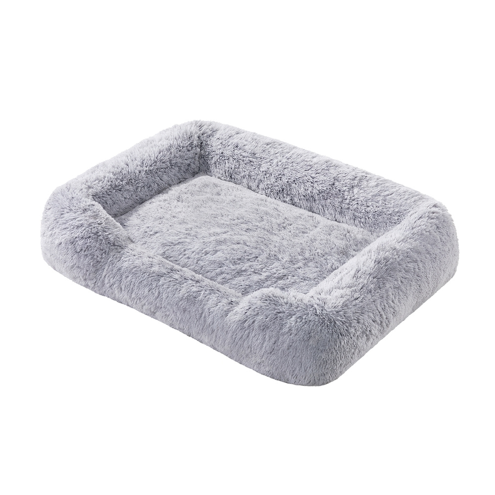 Image of Dog Bed, Large Dog Pillow, Dog Basket, Soft Padding, Dog Sofa, Raised Edges, Stain-resistant, Grey
