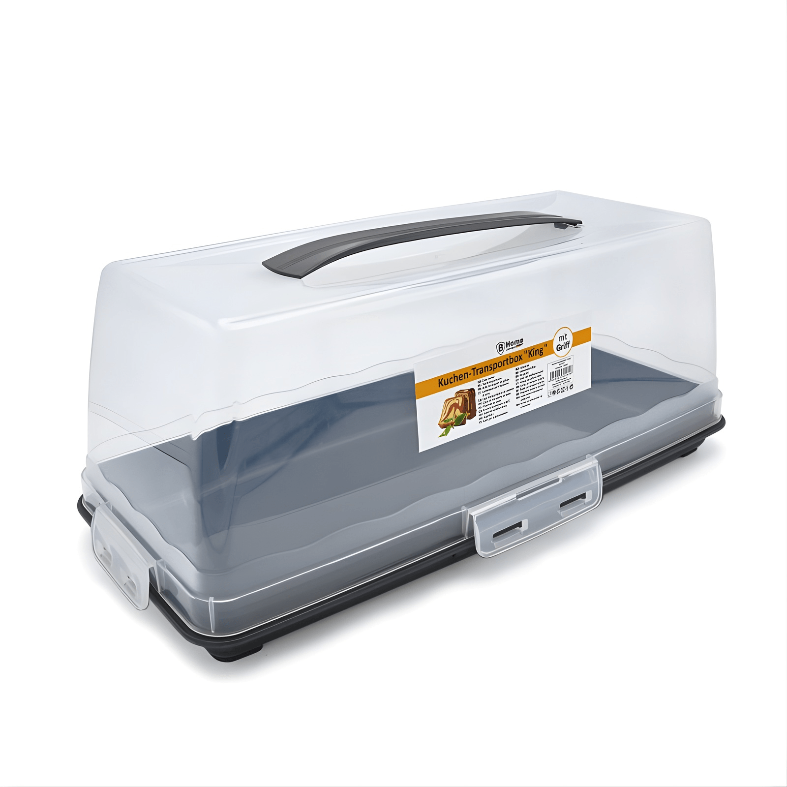 Cake Transport Box With Handle – Cake Transport Box With Click Closure | Transparent With Cream Or Base | For Cakes & Pastries