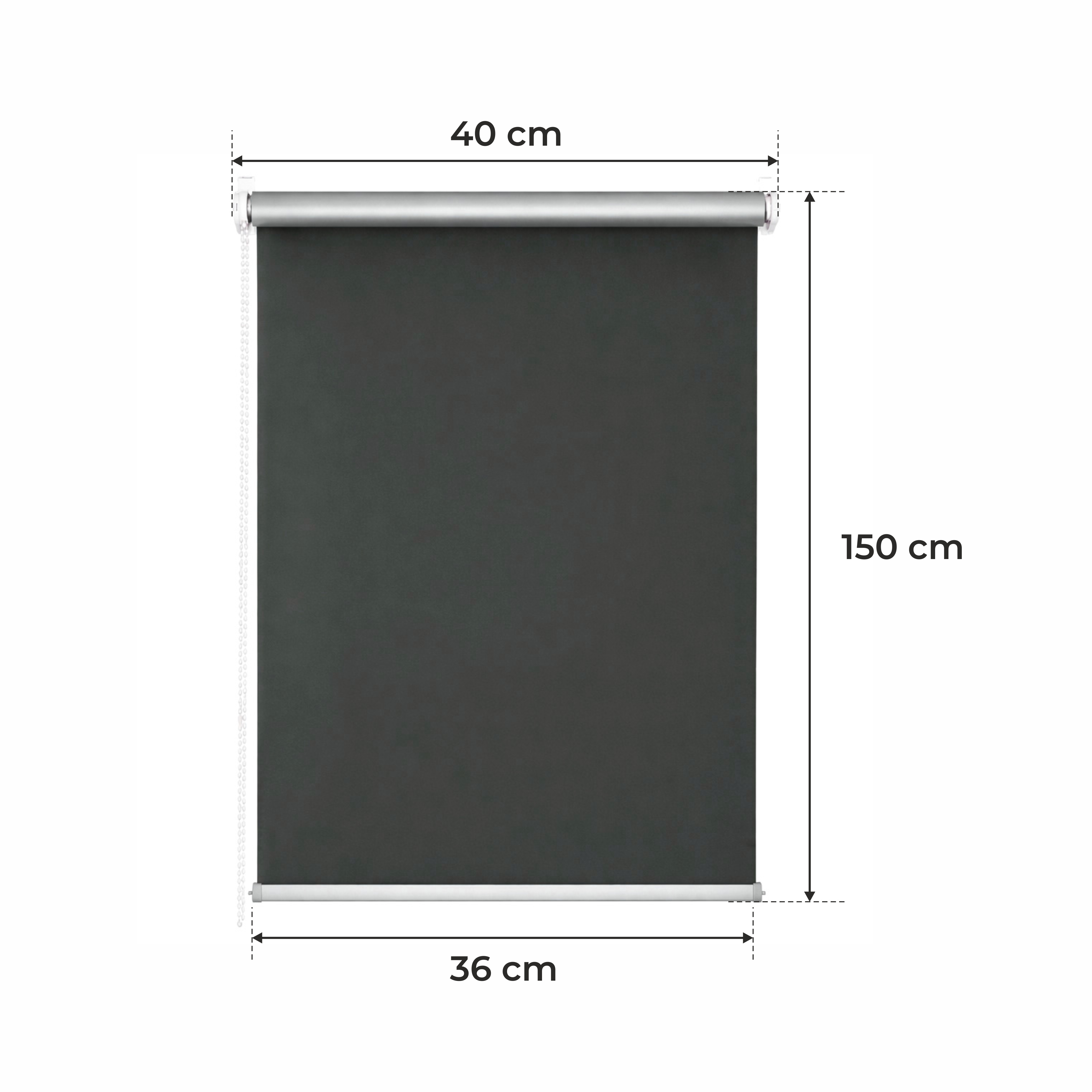   blind graphite 32 sizes   termo adjustable holders no drill window installation chain mechanism roller blind sun and heat protection window cover   living room bedroom kitchen office day night thermal white roller blind aesthetic and functional window roller for window frame   and removal without damage uv resistant fits   window types