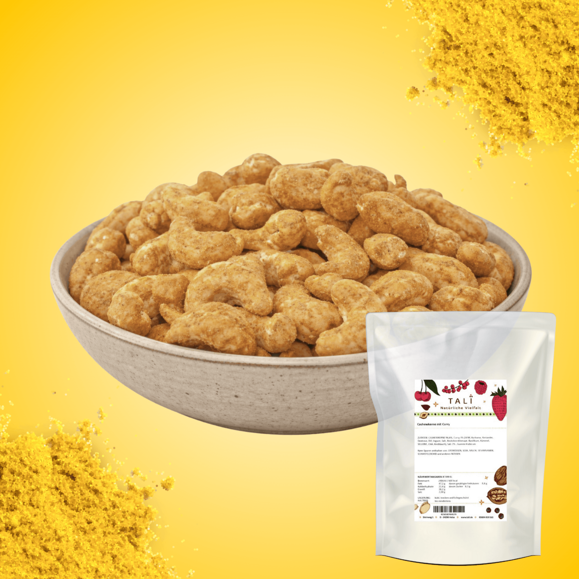 Tali Cashew Nuts With Curry – Spiced Cashews With Exotic Flavor – Aromatic, Versatile