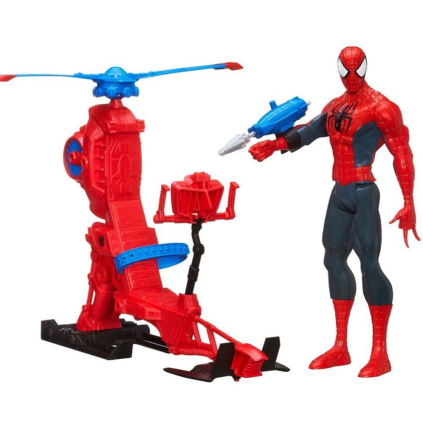 Large Spiderman Figure Set + Helicopter Hasbro A6747 30cm Hero