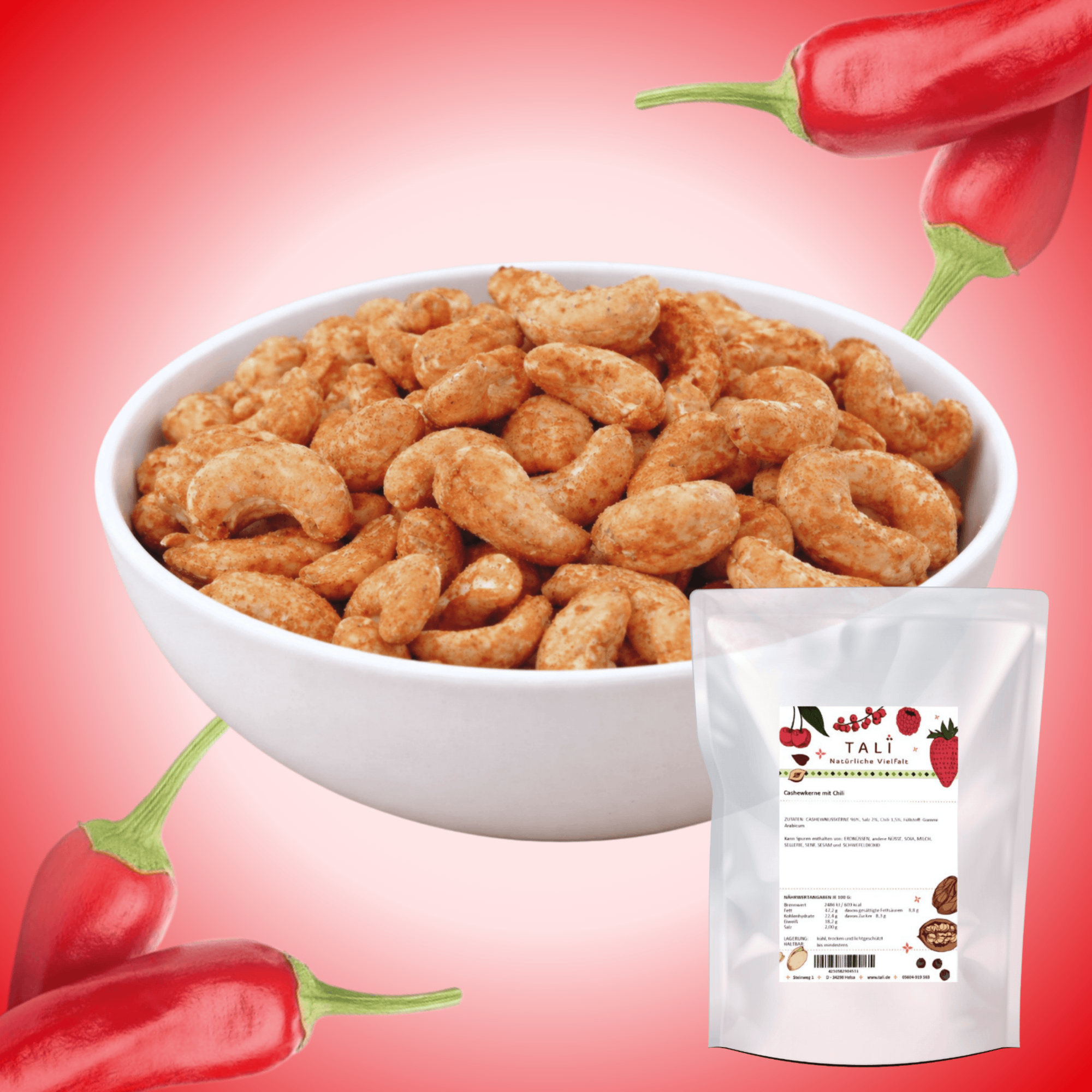 Image of Tali Cashew Nuts With Chili – Spicy And Savory Cashew Snacks – For Lovers Of Hot Snacks