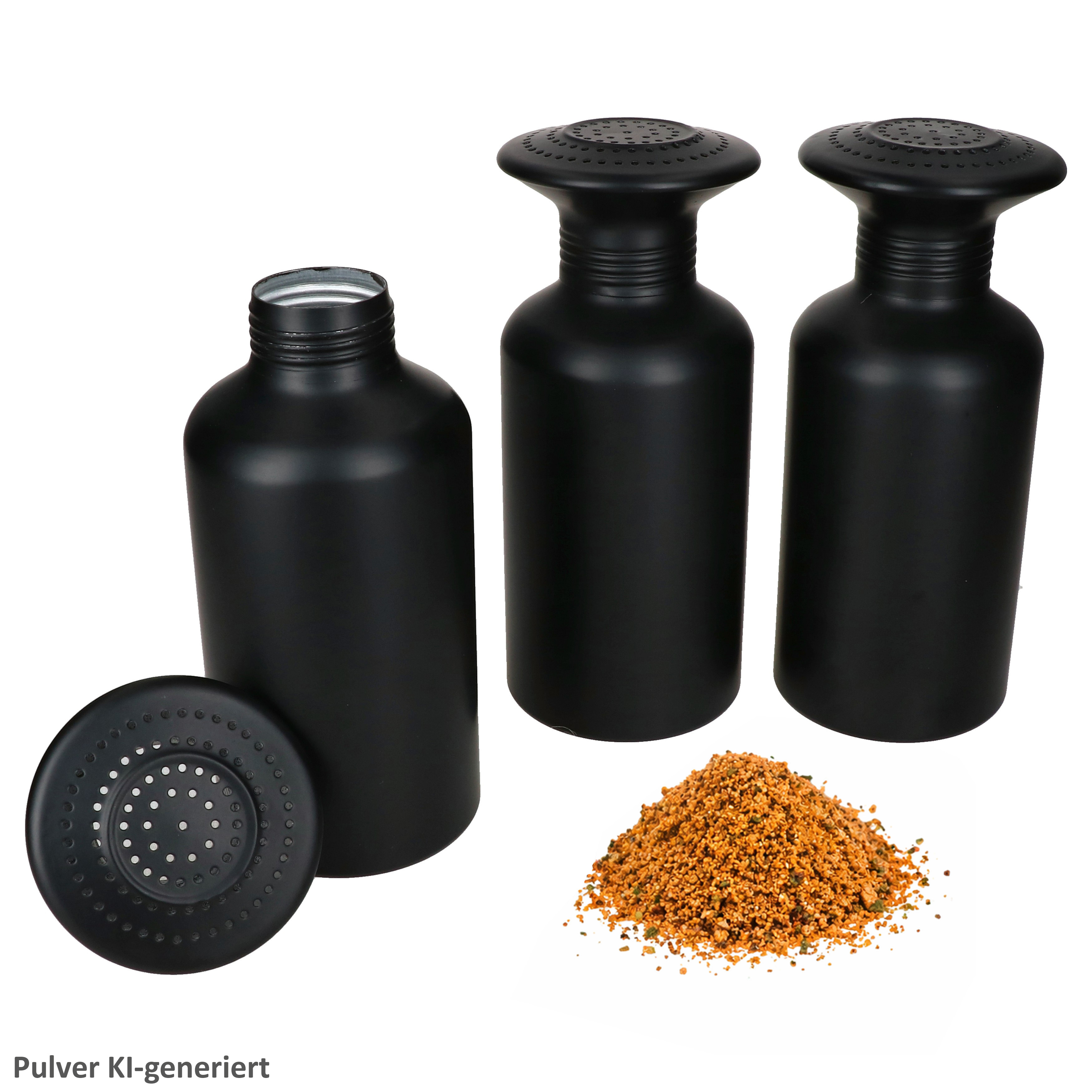 3rd Set Of -salt Shaker Aluminum Black H19.5cm Spice Shaker