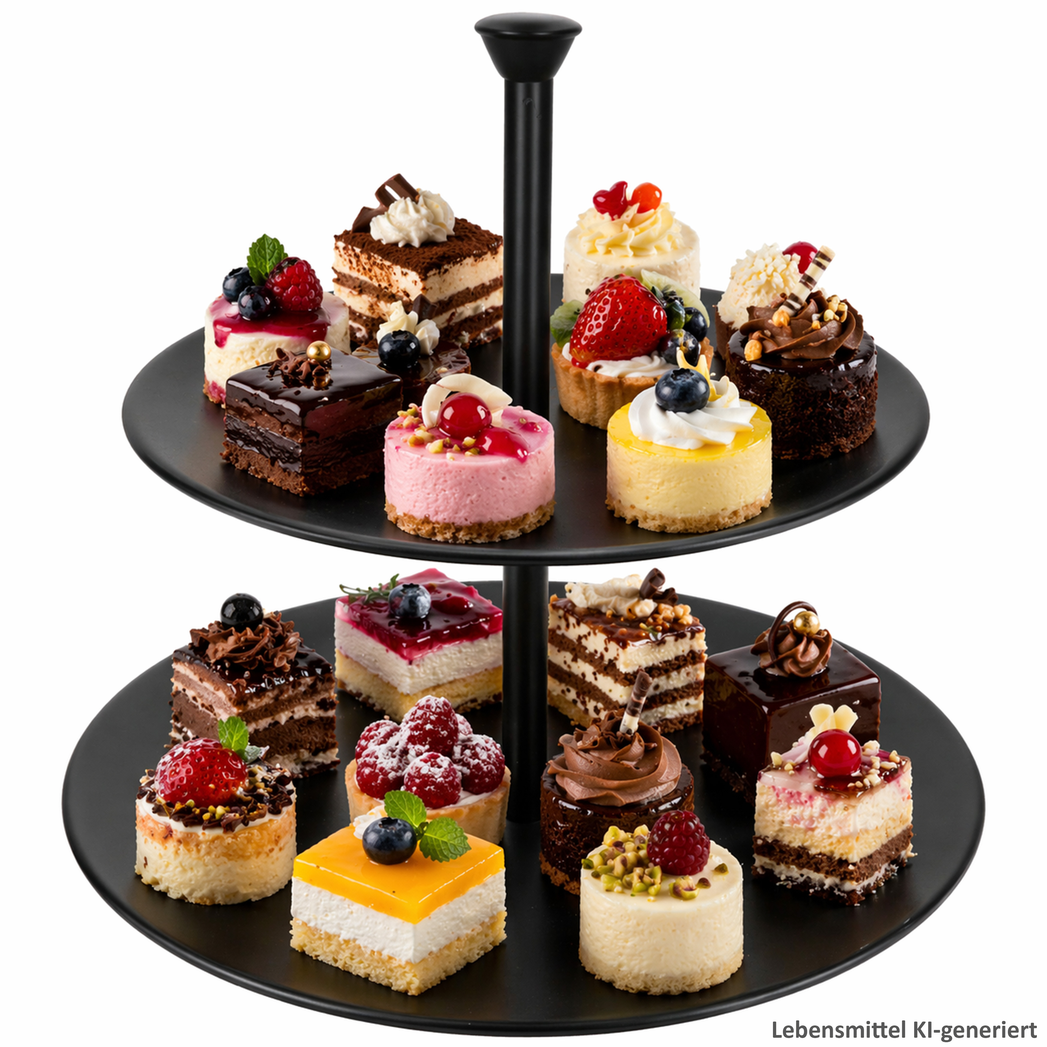 Black 2-tier Ø25cm Steel Cupcake Stand 2 Tiers