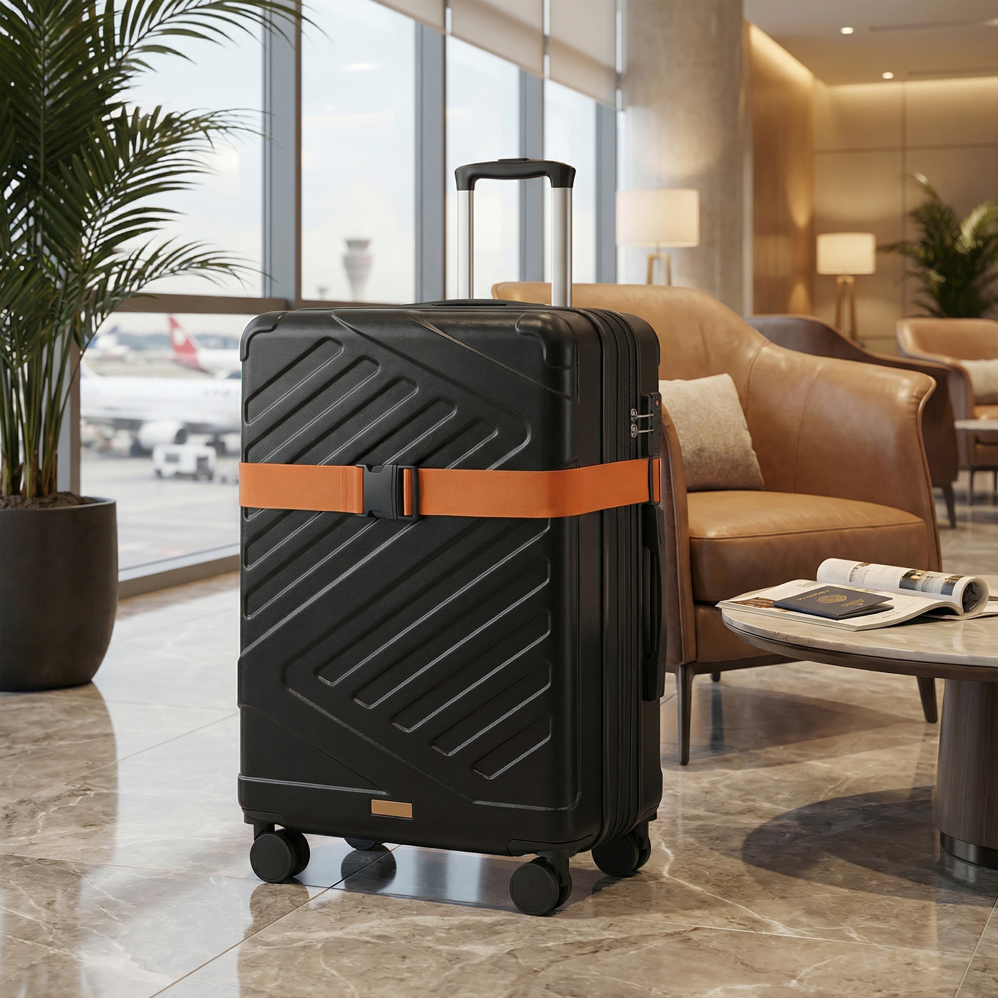 Image of Lightweight Luggage In 20/24/28 Inch Sizes, Travel Suitcase, Hardshell Suitcase With , Luggage Strap, Abs Trolley, 4 Twin Wheels, Carry-on Suitcase, M/l/xl, 55/65/75 Cm