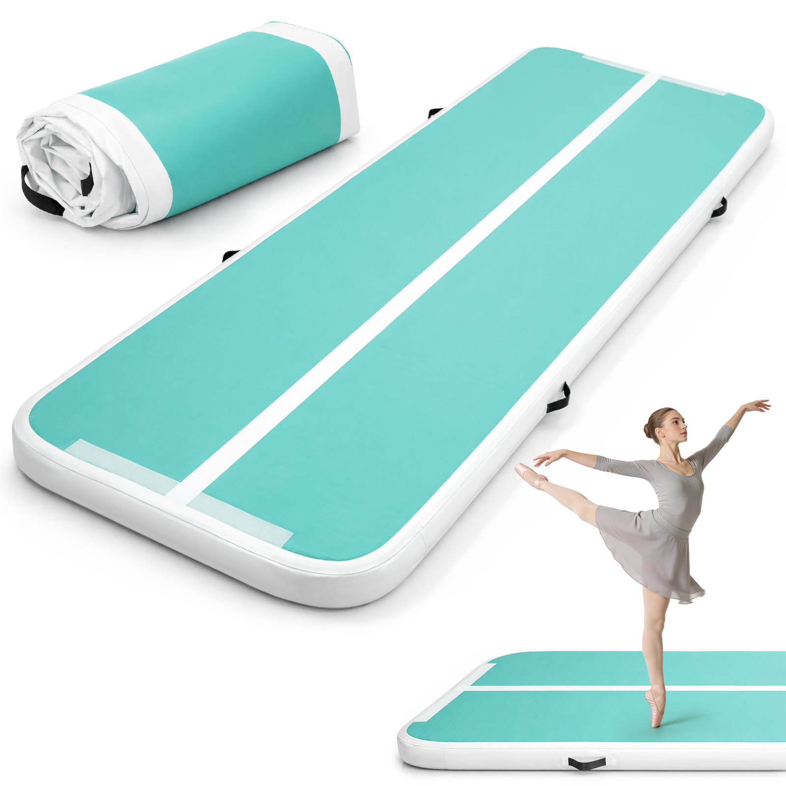 (10ft) Tumbling Mat, Inflatable Gymnastics Mat, Thick, For Youth/adults