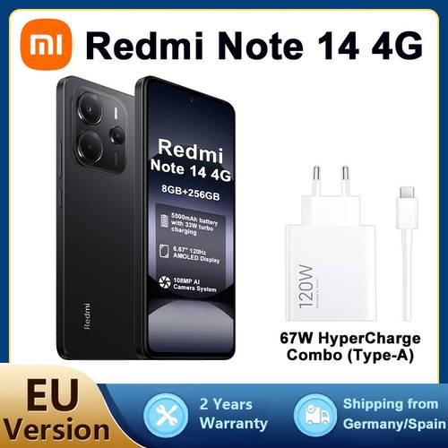 xiaomi redmi note 14 4g - smartphone 8+256 go, noir, kit de charge xiaomi 67w