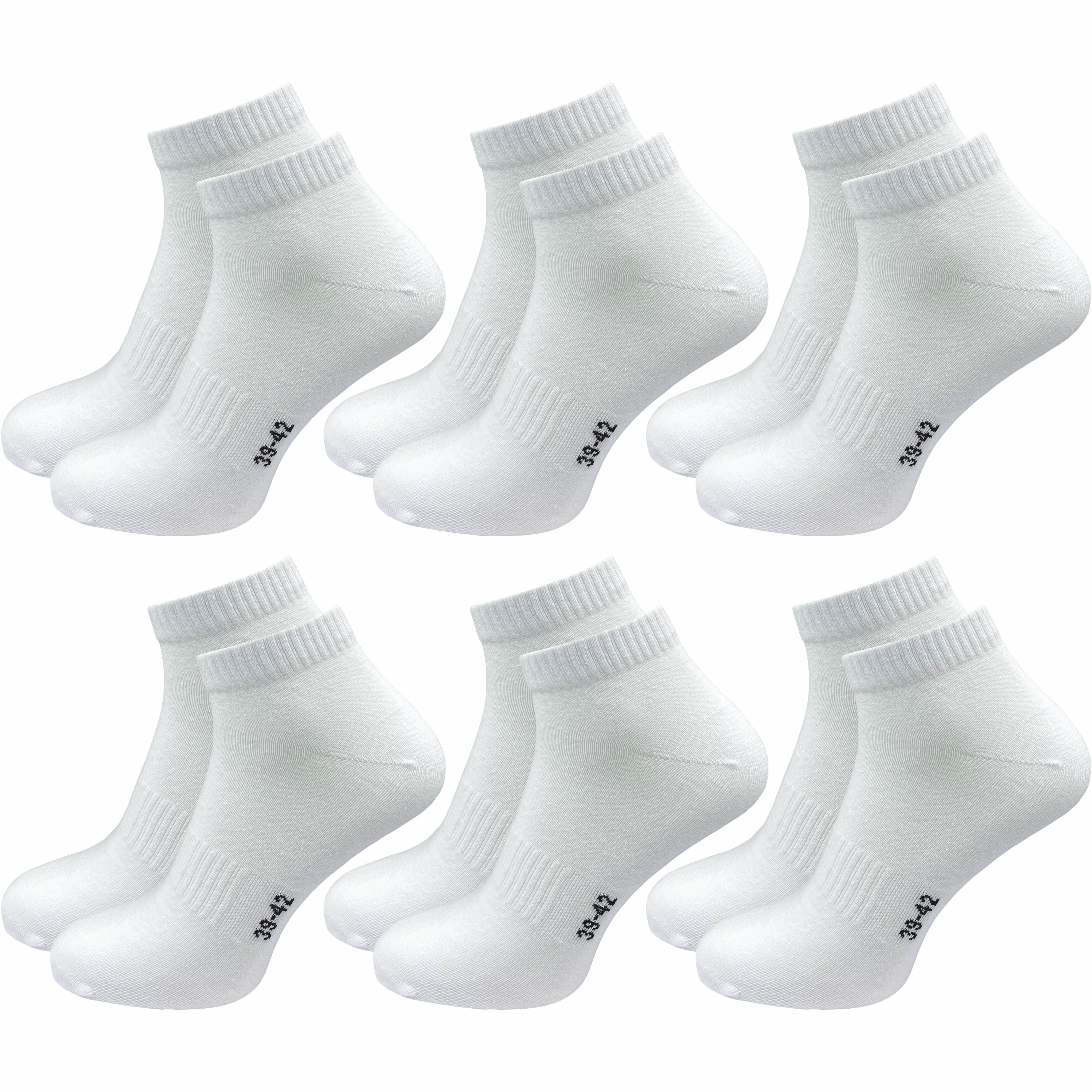 E-shop Kurzsocken für Damen und Herren (6 Paar) Quartersocken aus Baumwolle | Kein Rutschen dank Rippbund - Etwas länger als Sneaker Socken