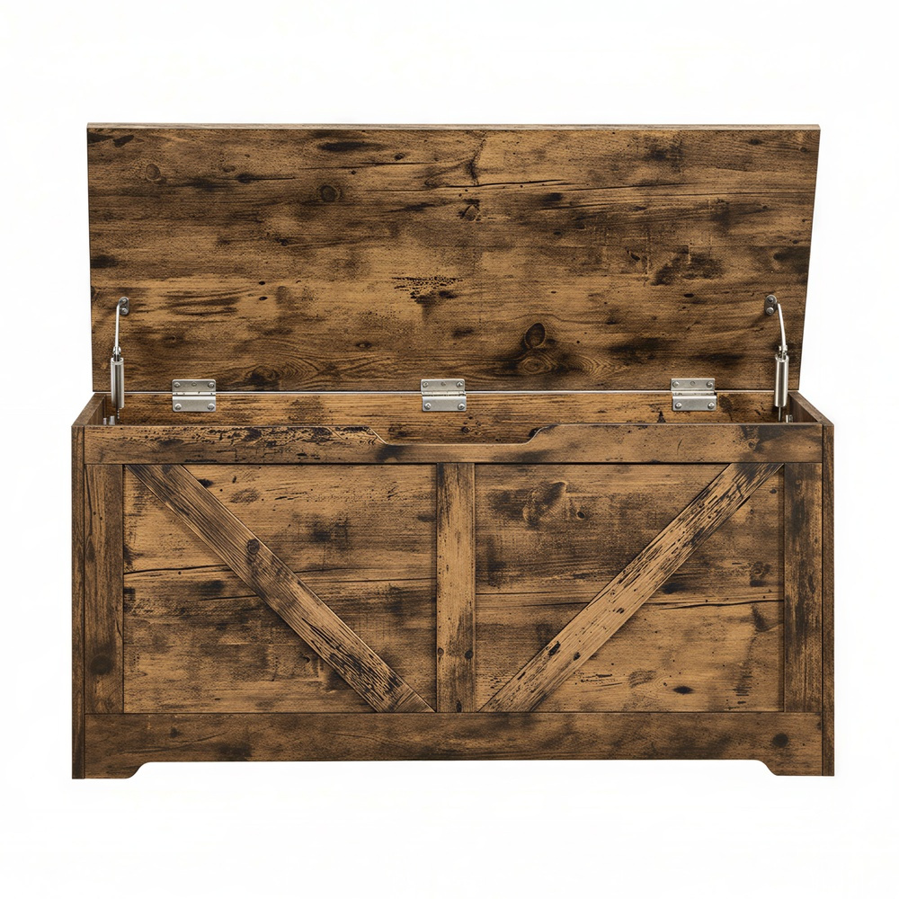 Shoe Bench With Storage, Seating Bench, Chest With 2 Safety Hinges, Storage Cabinet For Hallway, Bedroom, Living Room, Brown