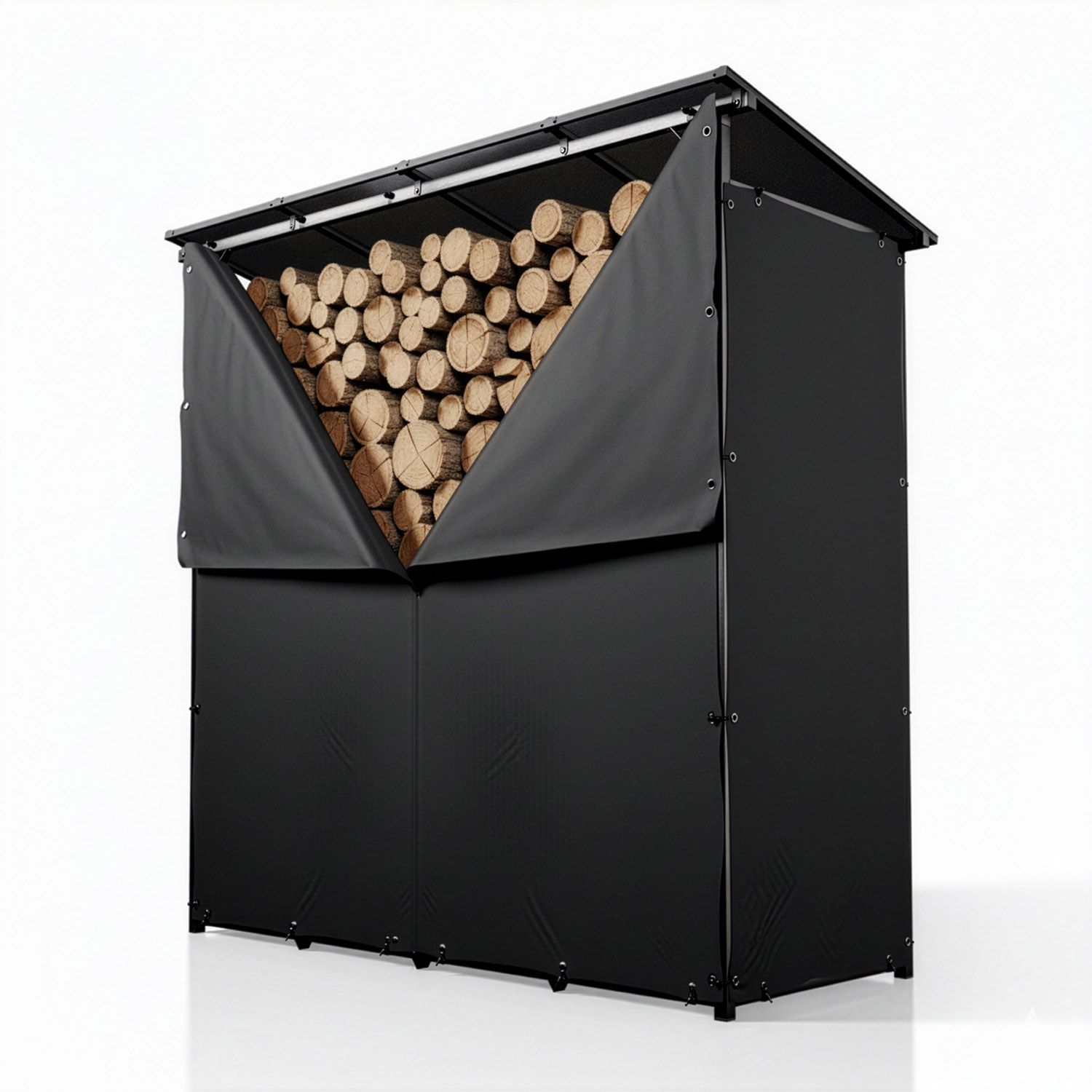 Image of Outdoor Firewood Rack With Roof - Durable Wood Storage For Garden & Patio With Weatherproof Cover