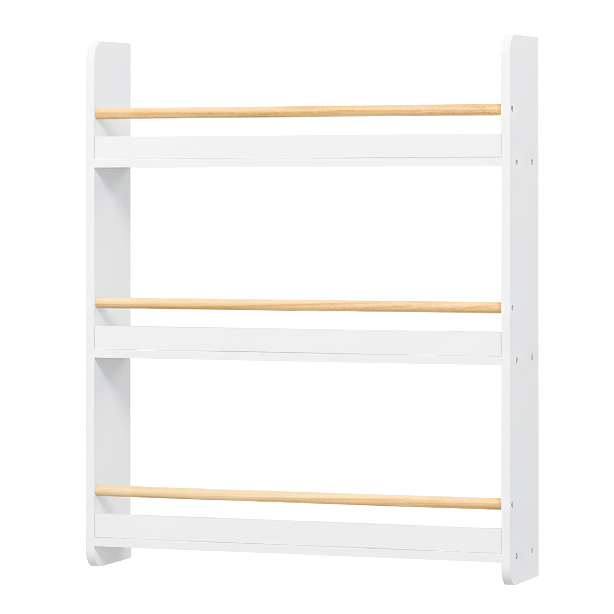Bookshelf, 3 Tiers, Toy Shelf, Wall Shelf, White-natural Finish