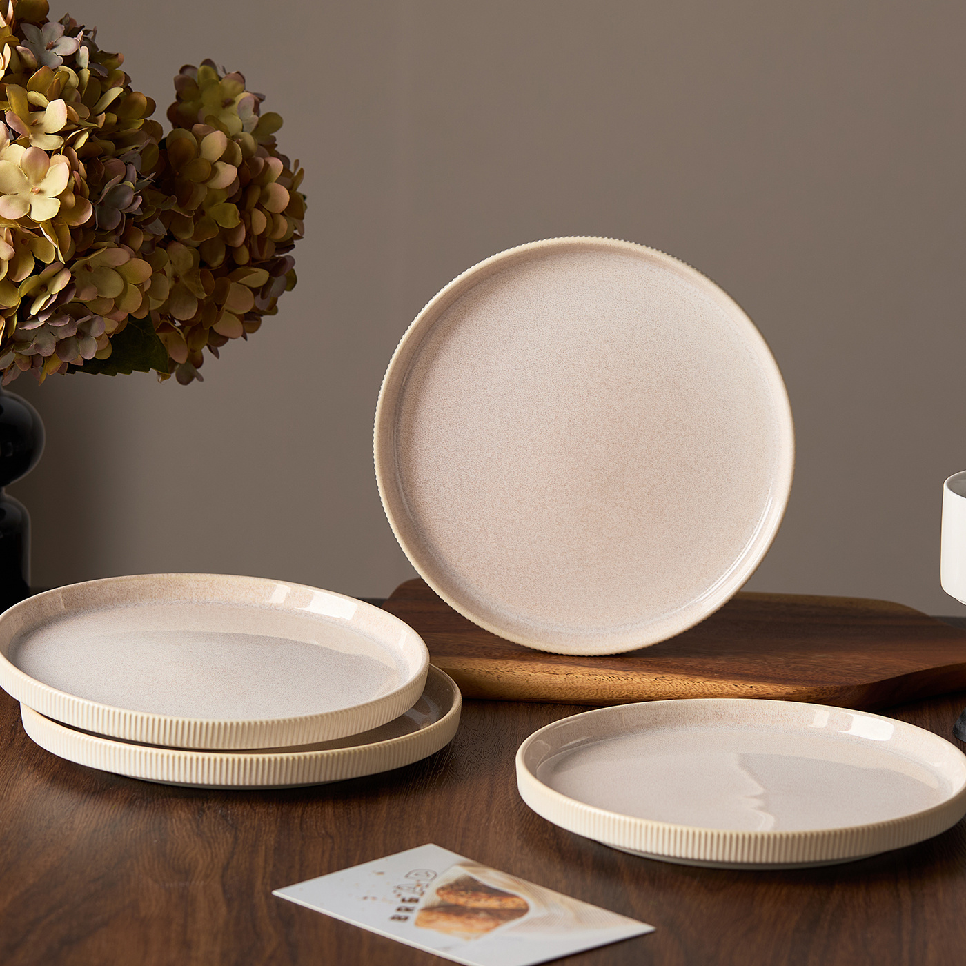 TEMU 4pcs, 8.5 Inches, Ø20cm, Ceramic Dinner Set, With Glossy Reactive Glaze, Pasta Plates, Salad Plates, Western Plates, Steak Plates, Bread Plates,