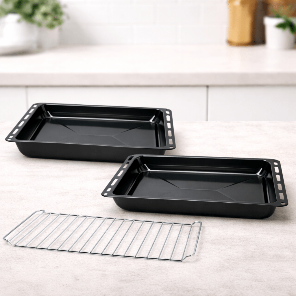 Image of Baking Sheet With Rack Set 445 X 375 X 25 Mm – Enameled Oven Tray, Heat Resistant, Easy To Clean, Baking Sheet For Daily Use