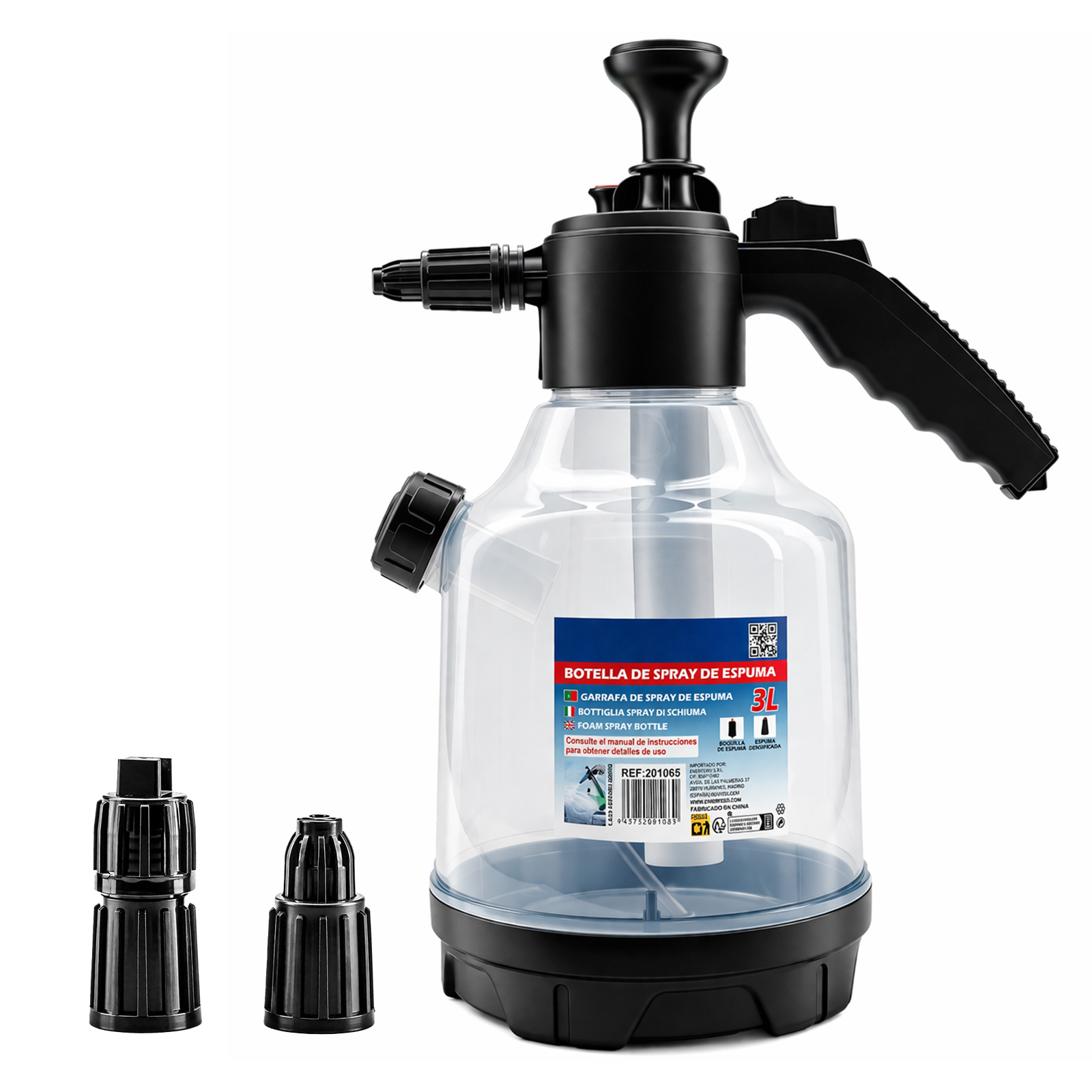 TEMU Pulverizador de Espuma 3L para de Coches, Bomba Manual de Presión, Boquilla Ajustable, Botella Reforzada, Válvula de Seguridad