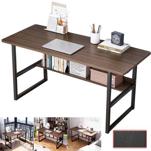 computer desk home office computer desk writing desk table with book shelf 80x40x72cm brown wood workstation study desk