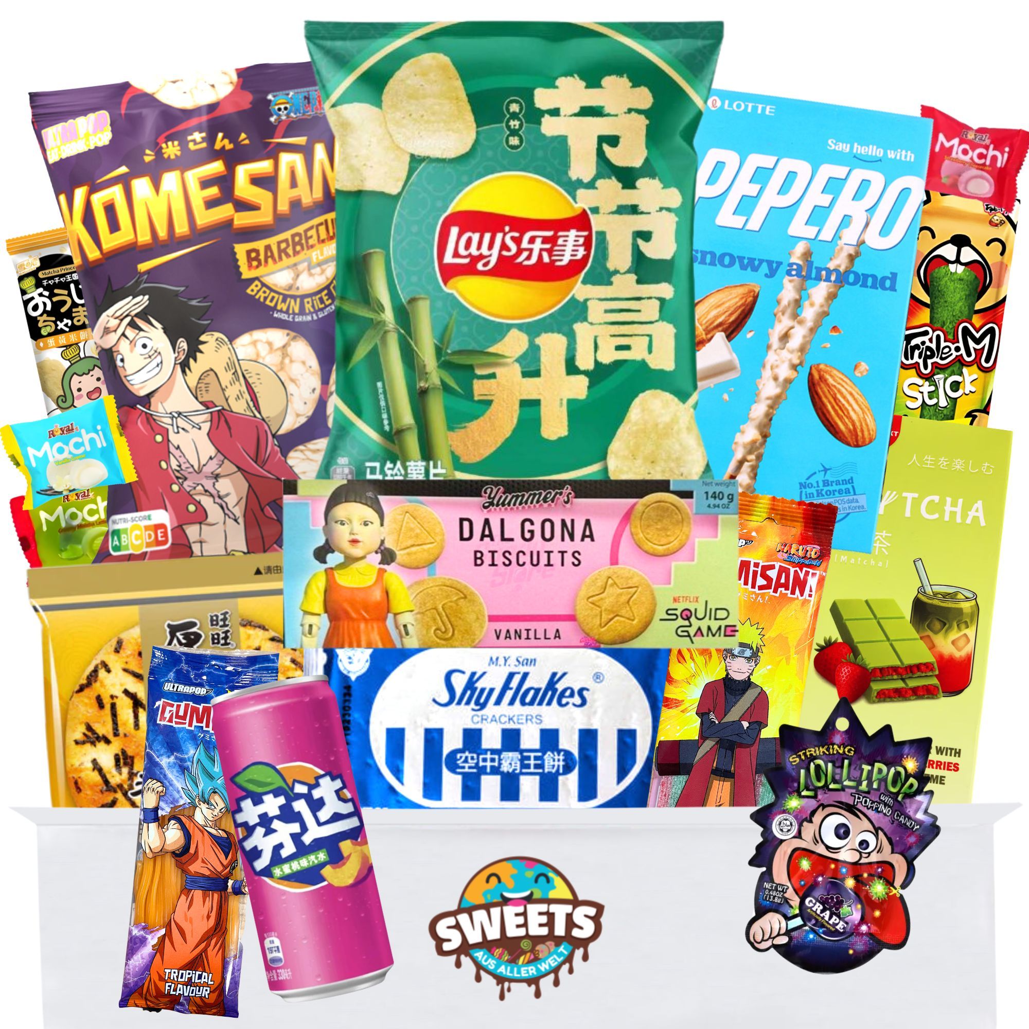 E-shop Asiatische Snacks Box Geschenkideen - Japanische, koreanische & mehr Snacks und Süssigkeiten - Ideale Geschenke Füllung (Groß)