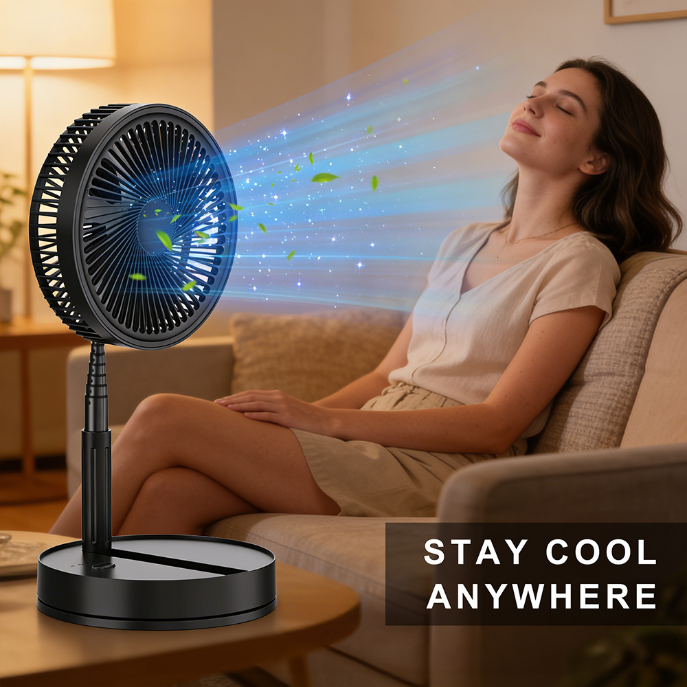 Portable 9 Rechargeable Oscillating Fan 8000Mah Battery Usb