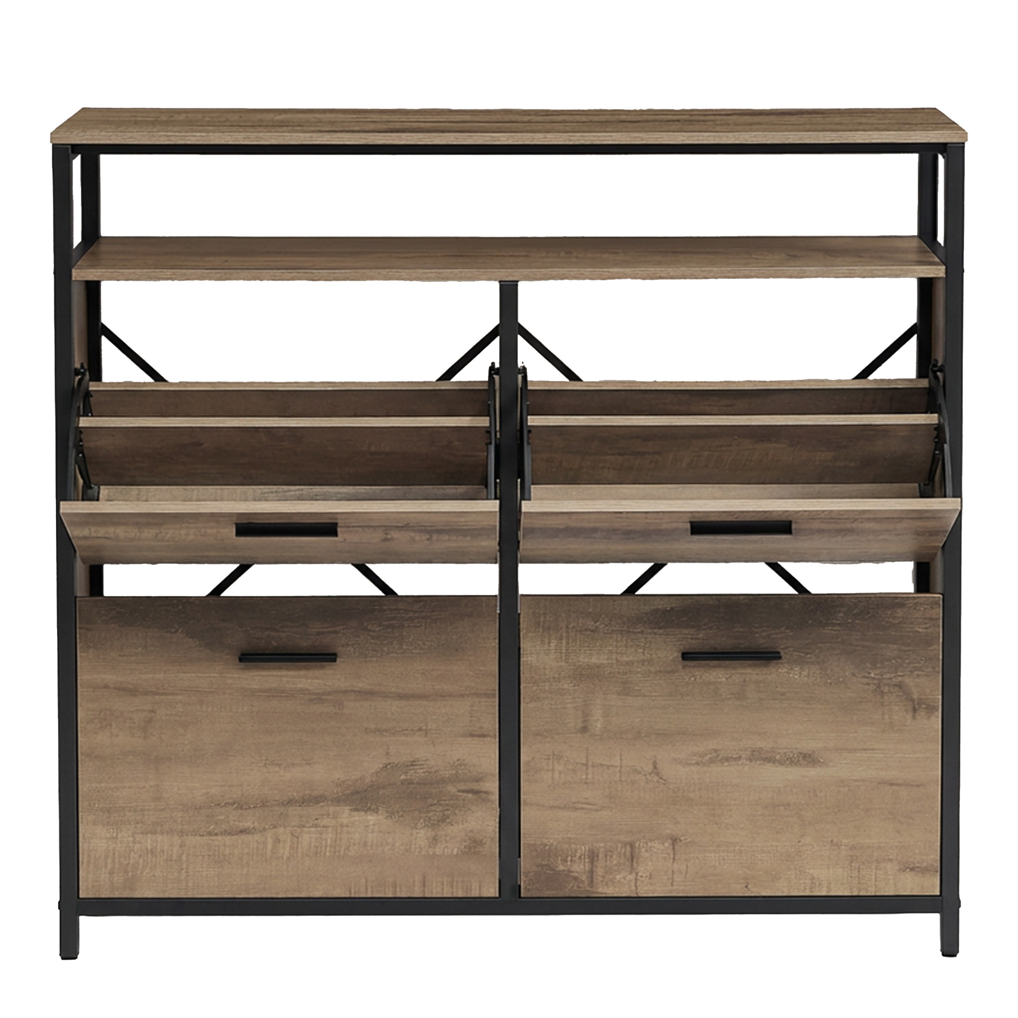 Image of Slim Shoe Cabinet With 3 Doors, Space For 16 Pairs Of Shoes, Dust-protected, Dimensions 30 X 95 Cm, Color: Latte