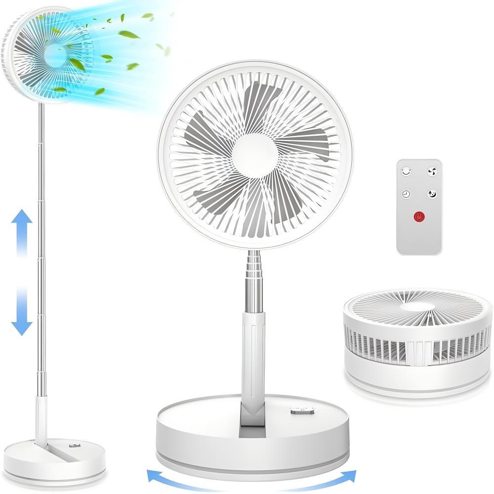 portable 9 rechargeable oscillating fan 8000mah battery usb c quiet folding table desk fan with remote standing pedestal fan for bedroom office camping travel compact lightweight