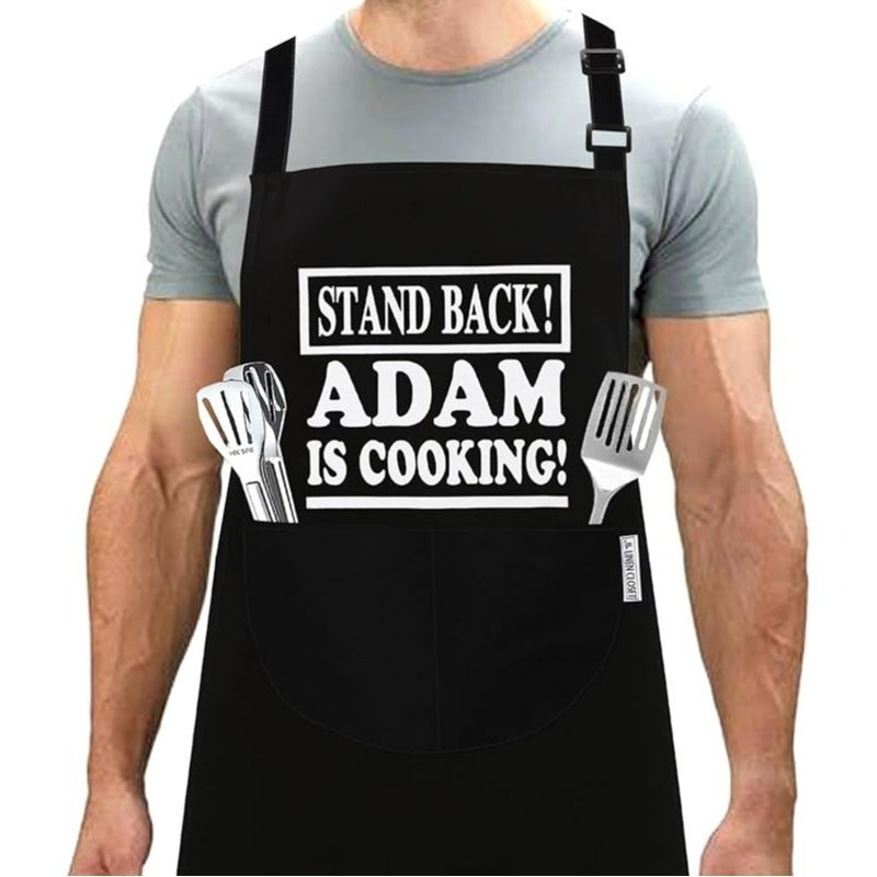 TEMU Adam Is Cooking Apron | Aprons For Men Women Ladies Aprons | Professional Cooking Aprons With 2 Pockets | Adjustable Kitchen Apron For Baking,