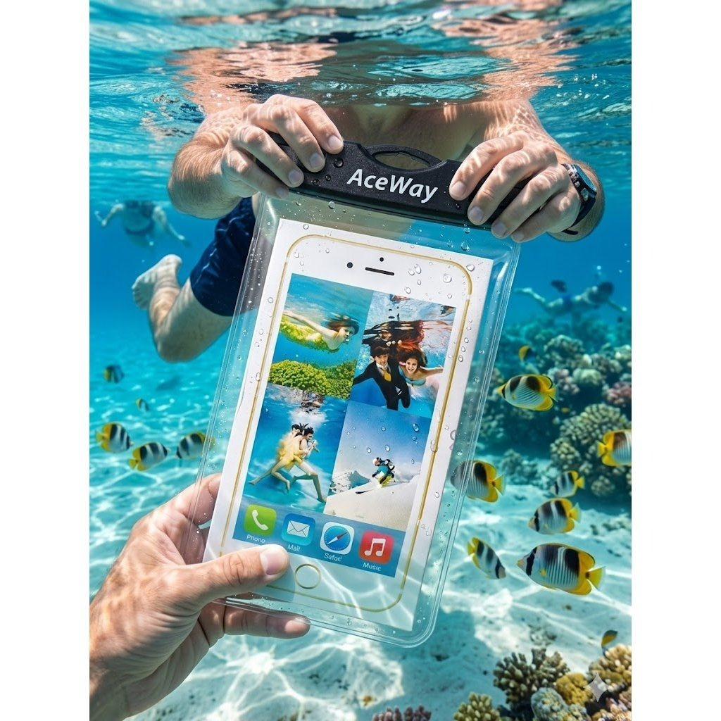 TEMU Universal Waterproof Phone Pouch, Ipx8 Floating Dry Bag Underwater Case For Cell Phones Inches, With Lanyard For Beach Swimming Snorkeling -