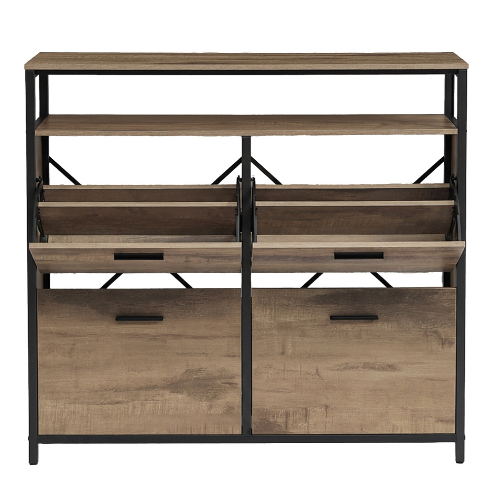 TEMU Armoire à Chaussures Mince, avec 3 Abattants, 16 Paires, Anti-poussière, 30 x 95 cm