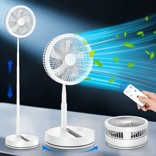 portable 9 rechargeable oscillating fan 8000mah battery usb c quiet folding table desk fan with remote standing pedestal fan for bedroom office camping travel compact lightweight