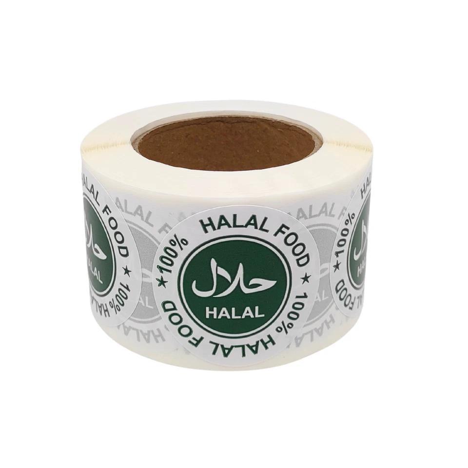 TEMU 500x 100% Halal Food Stickers Green Round 25mm Labels For Packaging