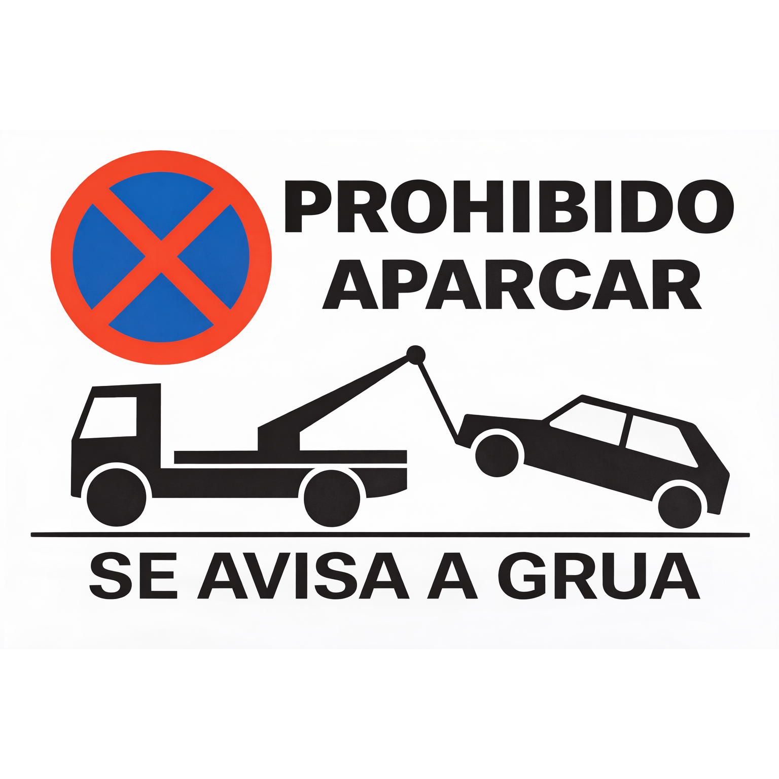 TEMU ® de Prohibición 40 cm x 30 cm PVC – “ , Se Grúa” – de Estacionamiento – 1 mm